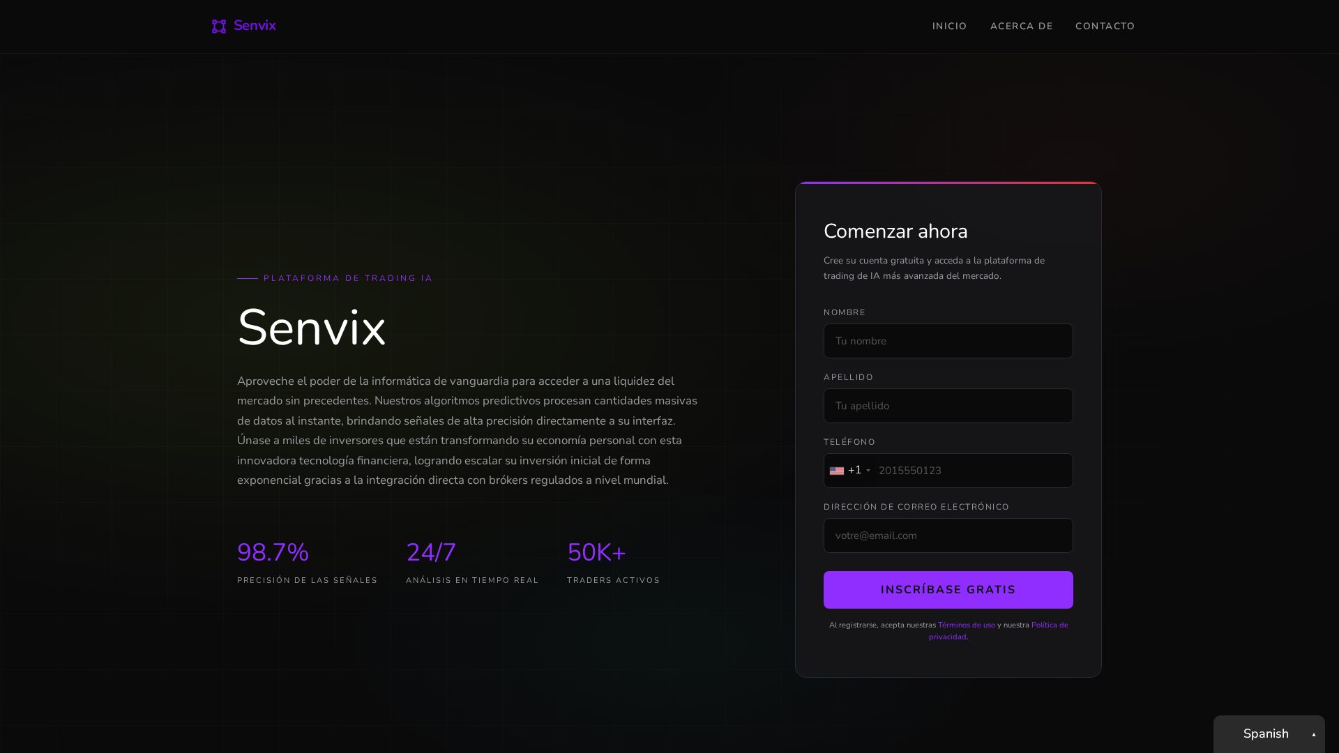 Screenshot of senvix-invest-platform.com