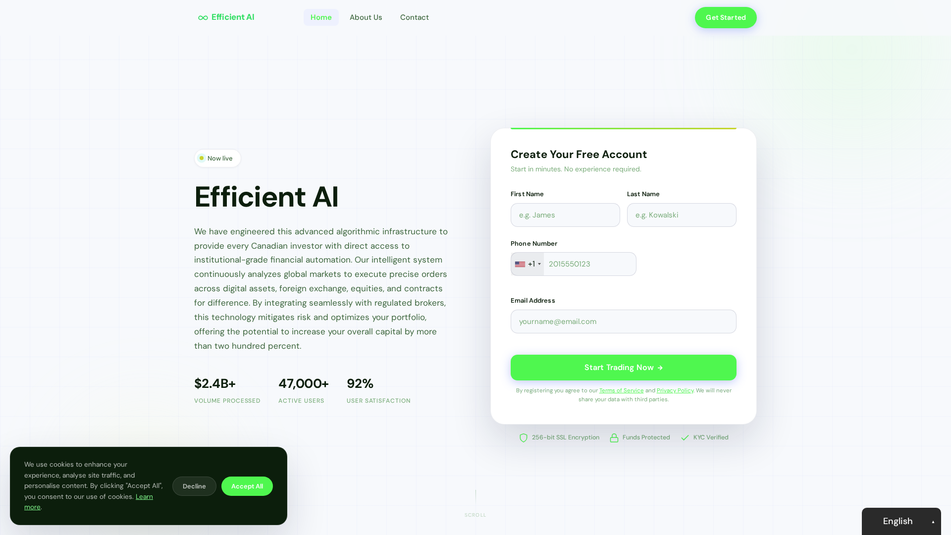 Screenshot of efficient-ai.net