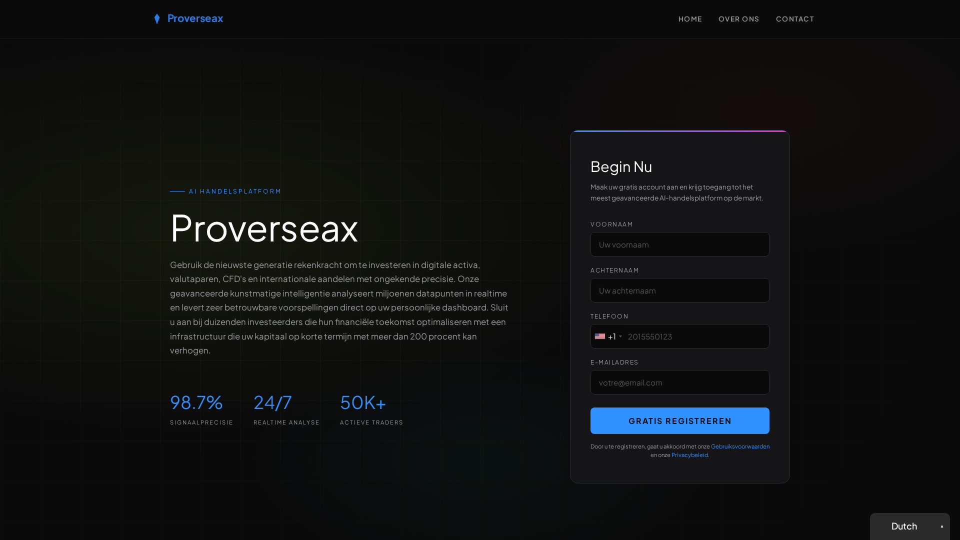 Screenshot of proverseax-ai.com