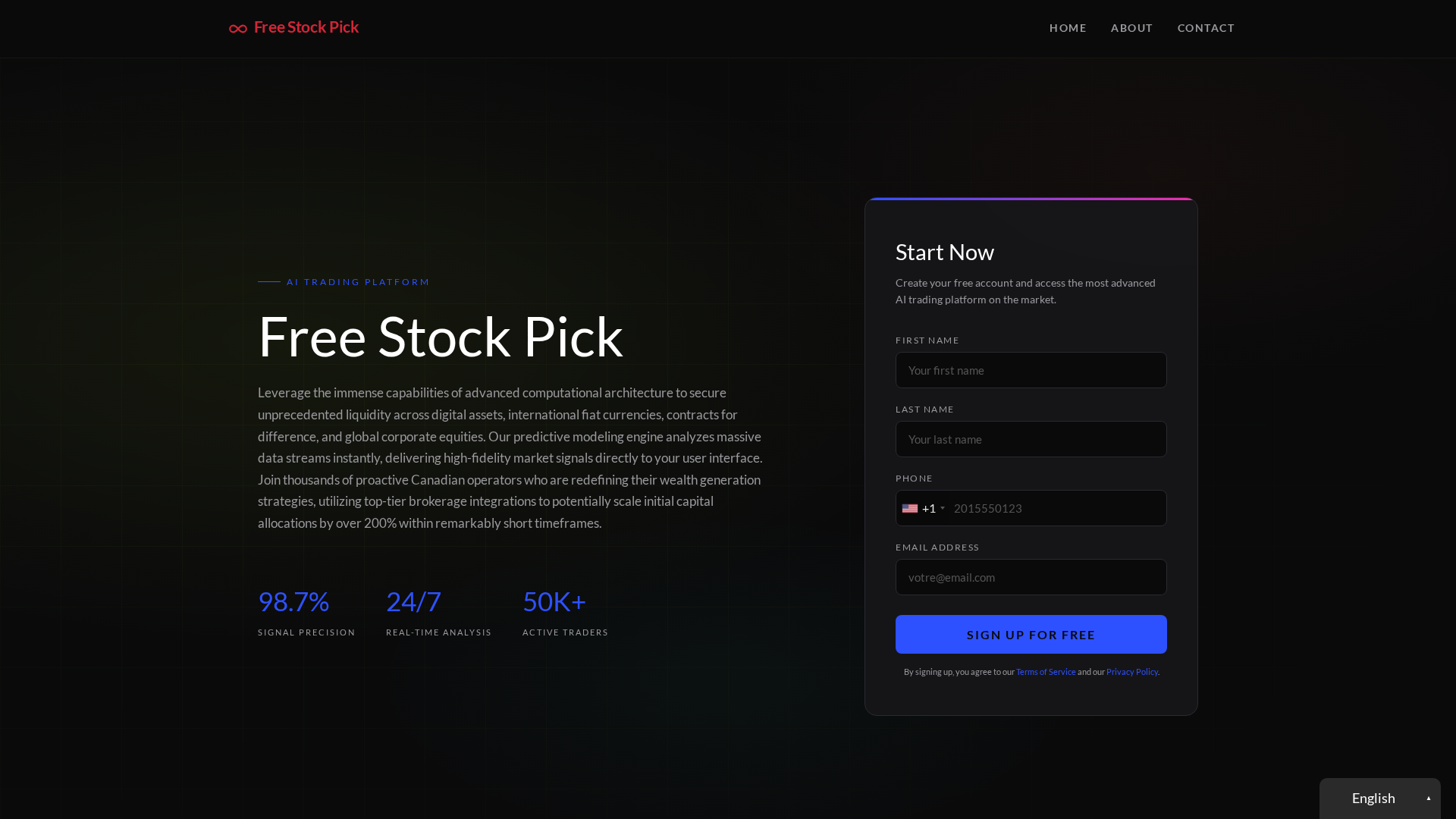 Screenshot of freestockpick.org