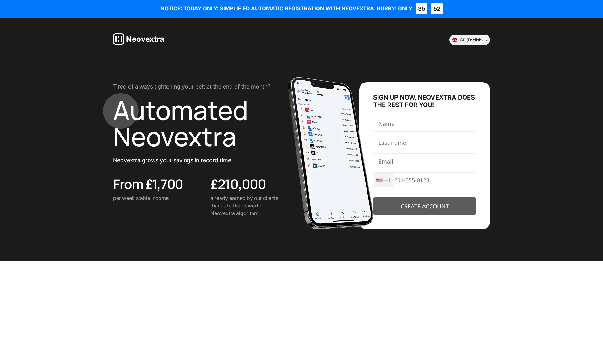 Screenshot of neovextra.net