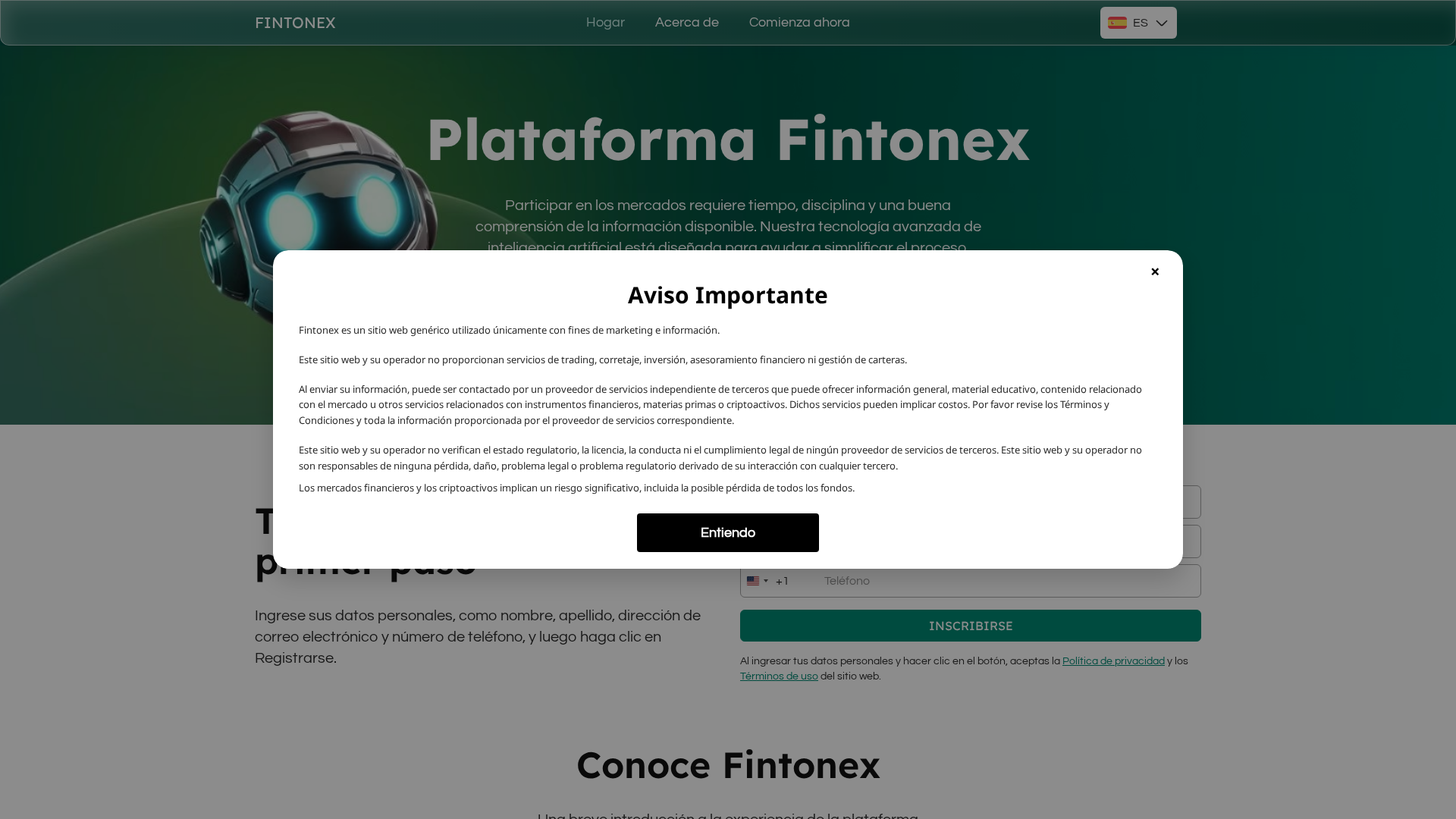 Screenshot of fintonex-ai.live