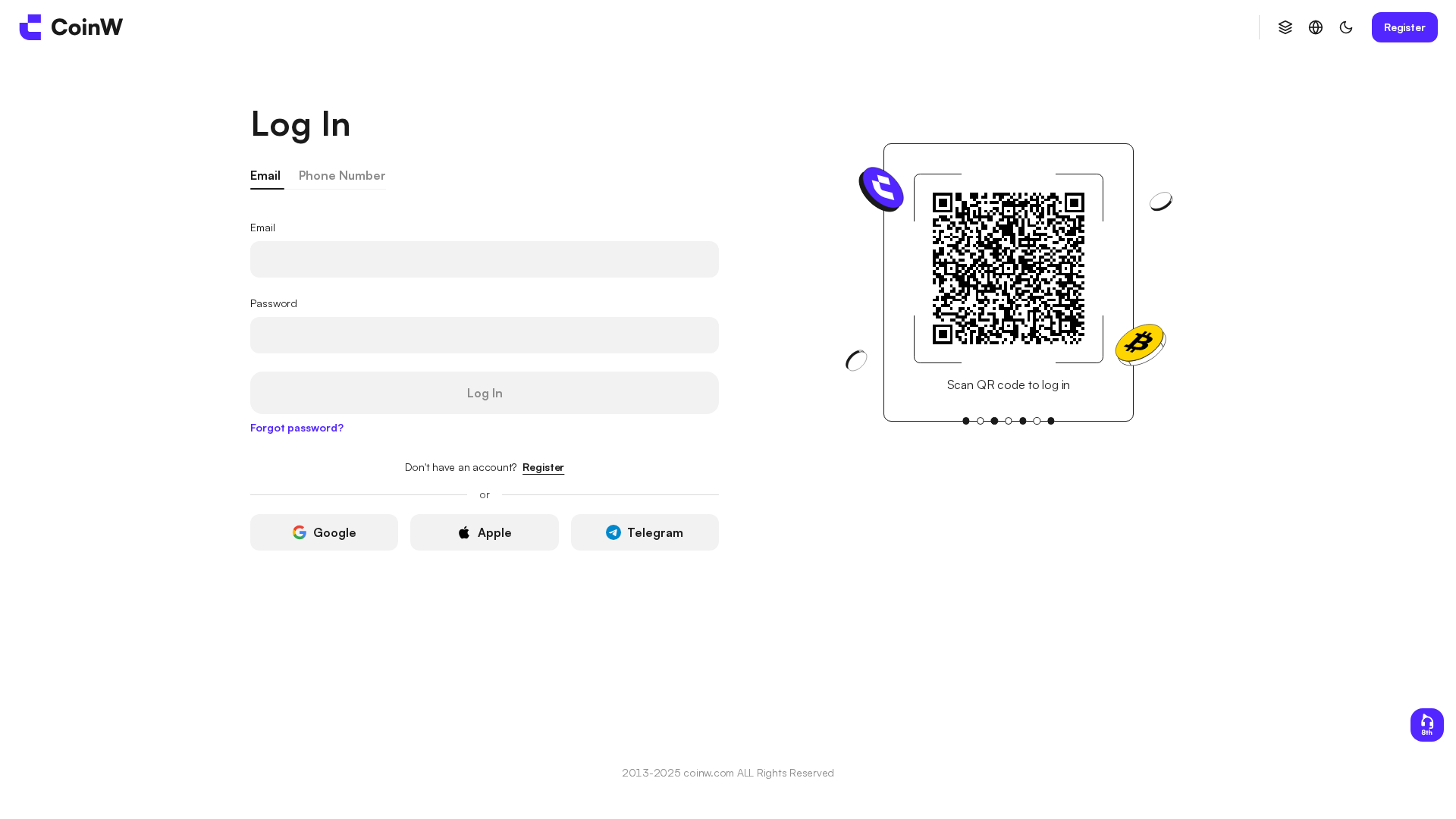 Screenshot of coinw-login.com