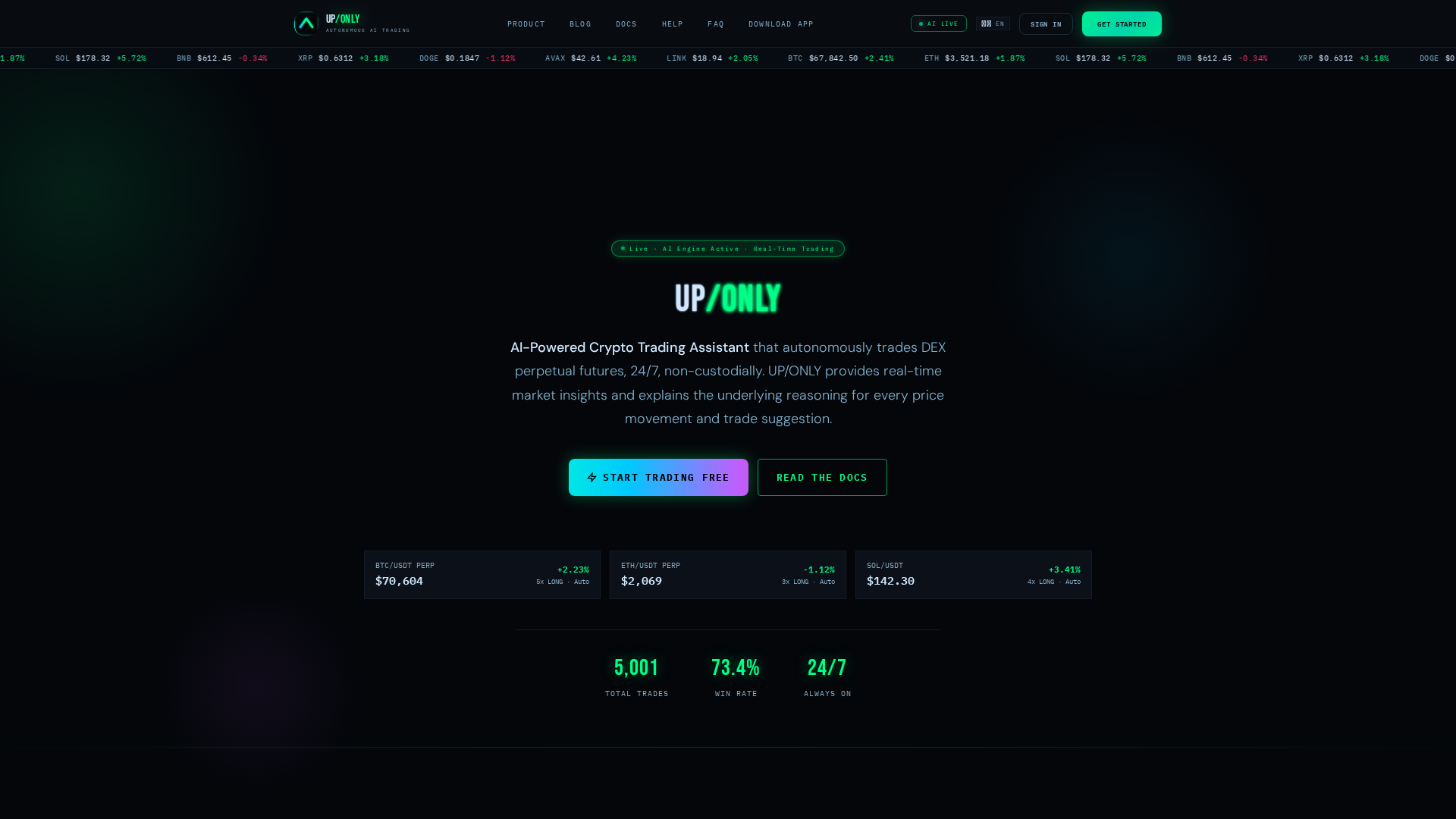 Screenshot of uponlytrader.ai