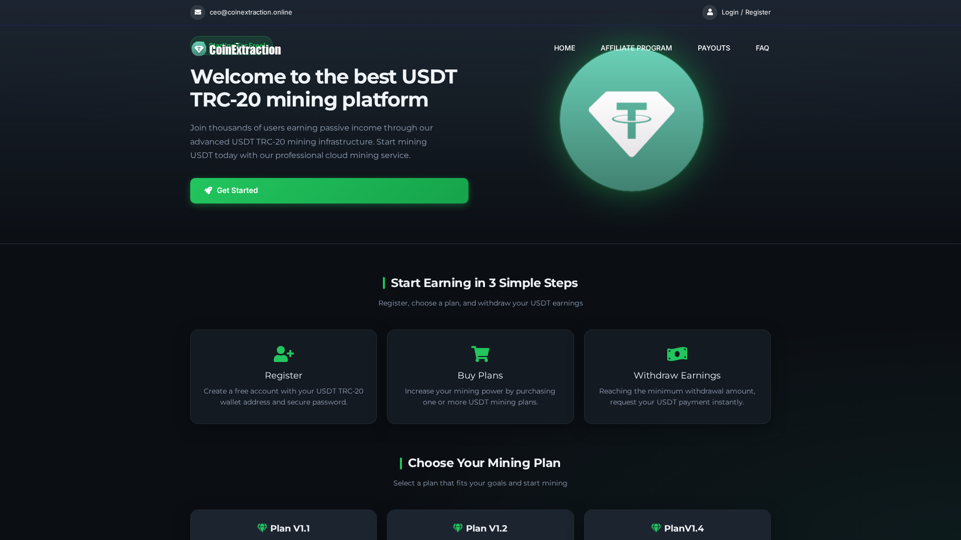 Screenshot of coinextraction.online