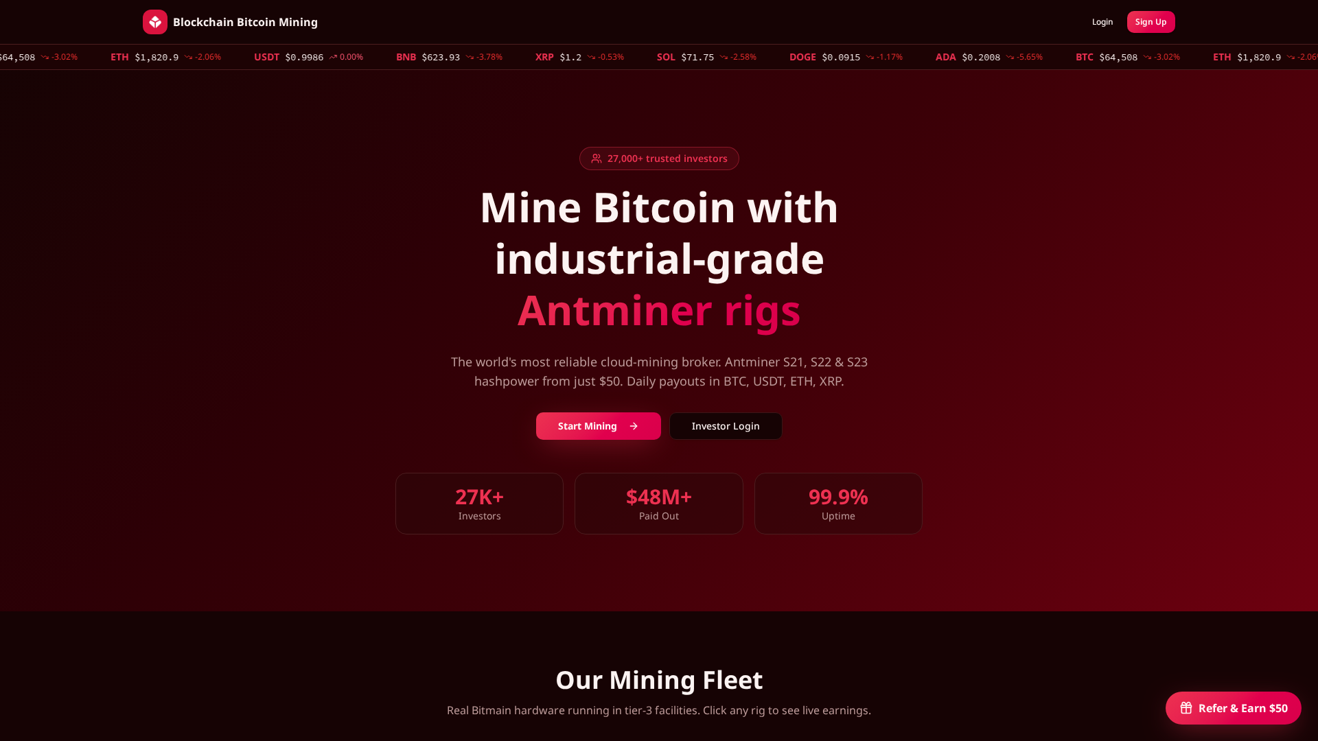 Screenshot of blockchainminingtech.com