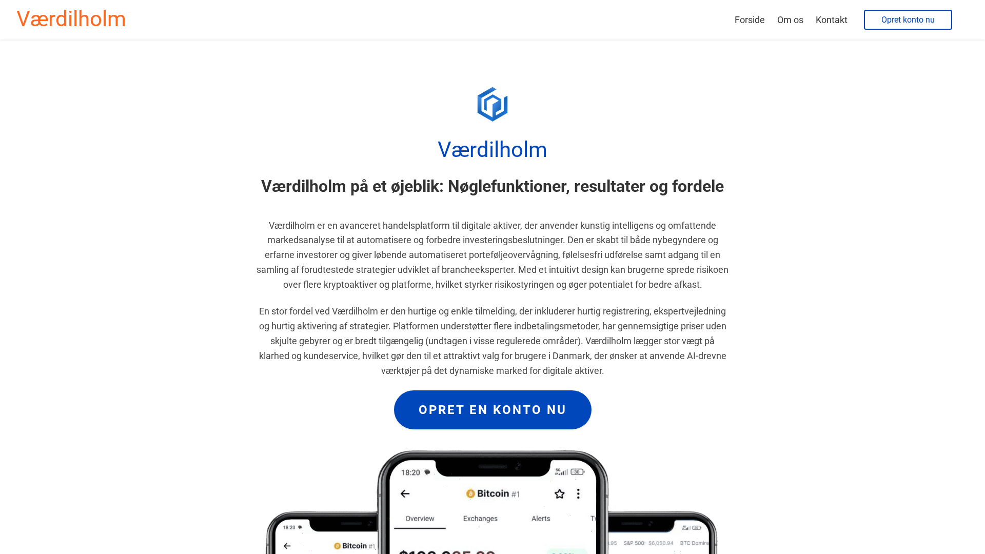 Screenshot of vaerdilholm-ai.com