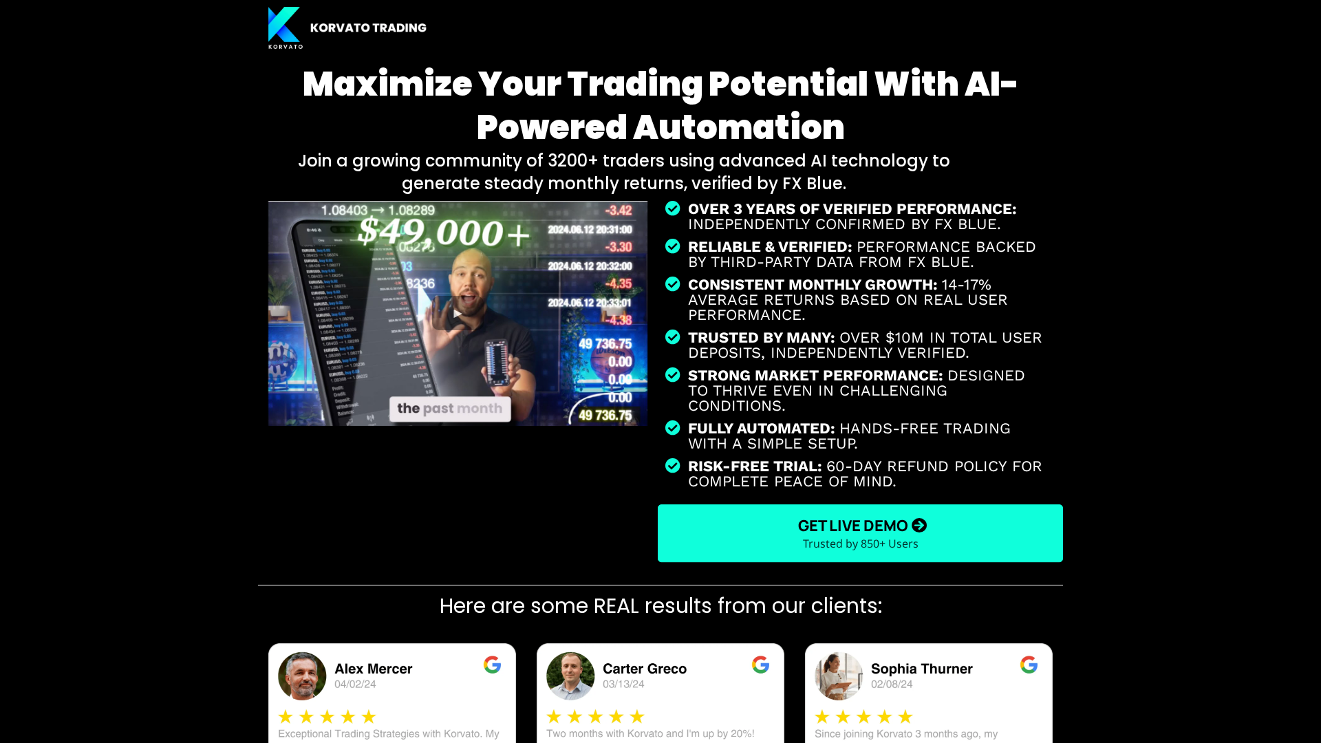 Screenshot of korvatotrading.com