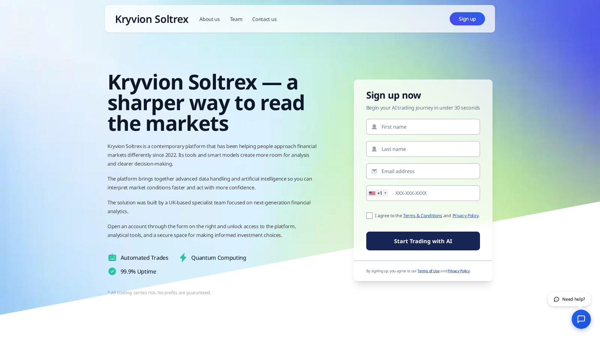 Screenshot of kryvionsoltrexai.com
