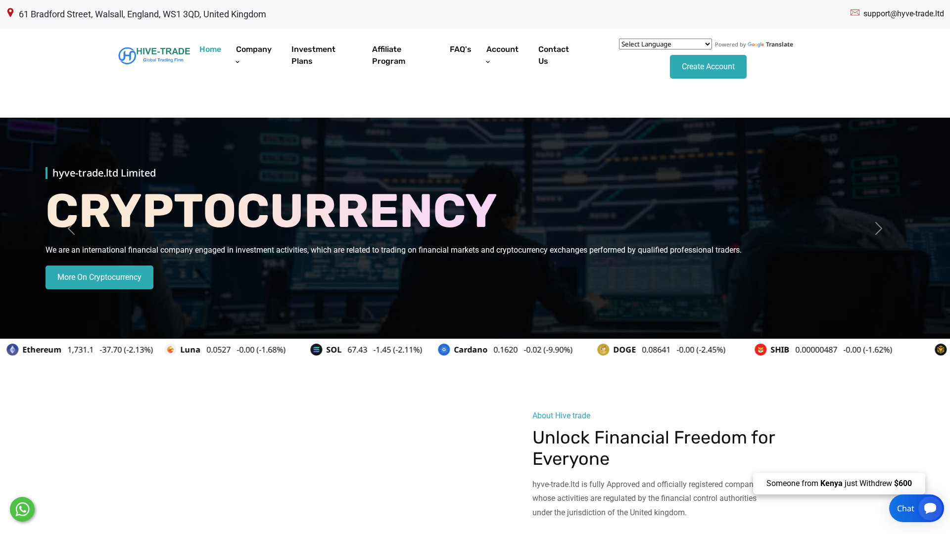 Screenshot of hyve-trade.ltd