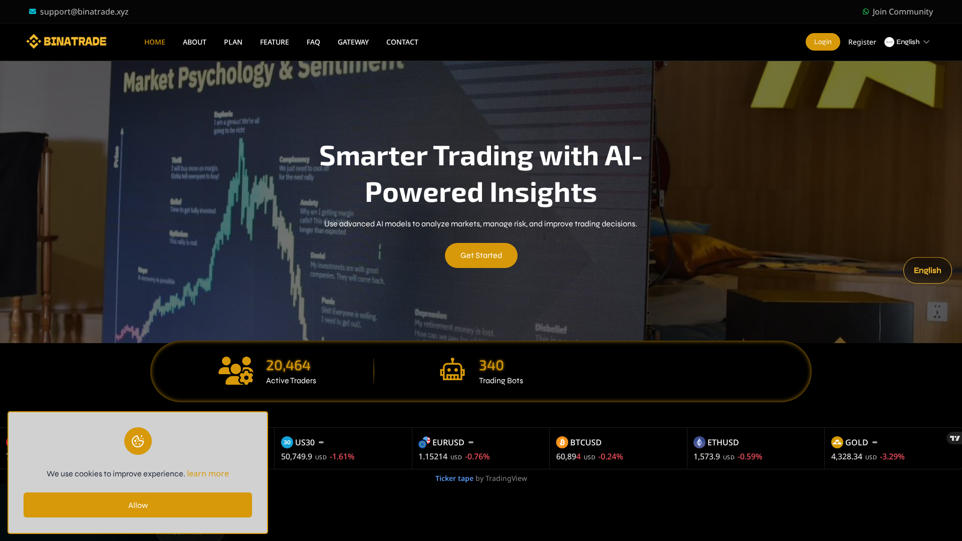 Screenshot of binatrade.xyz