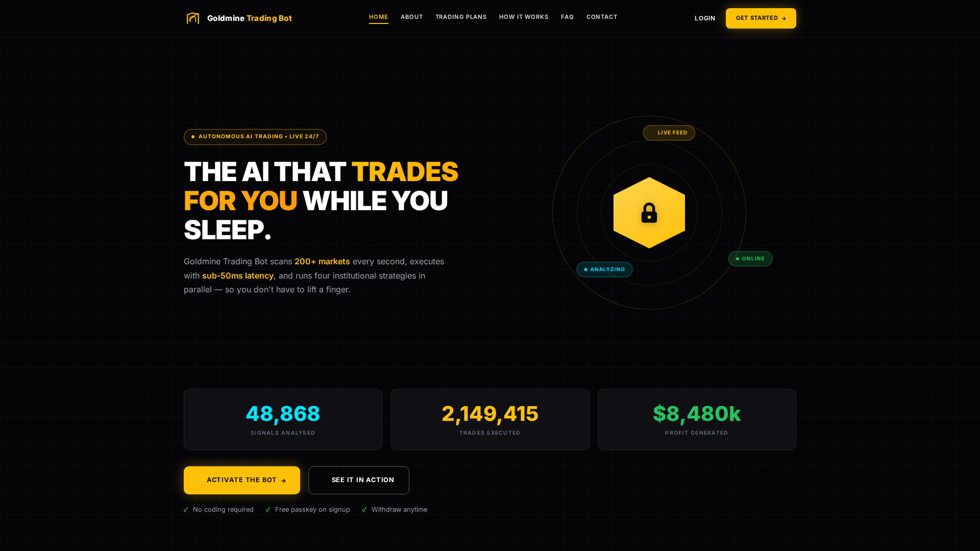 Screenshot of goldminetradingbot.com