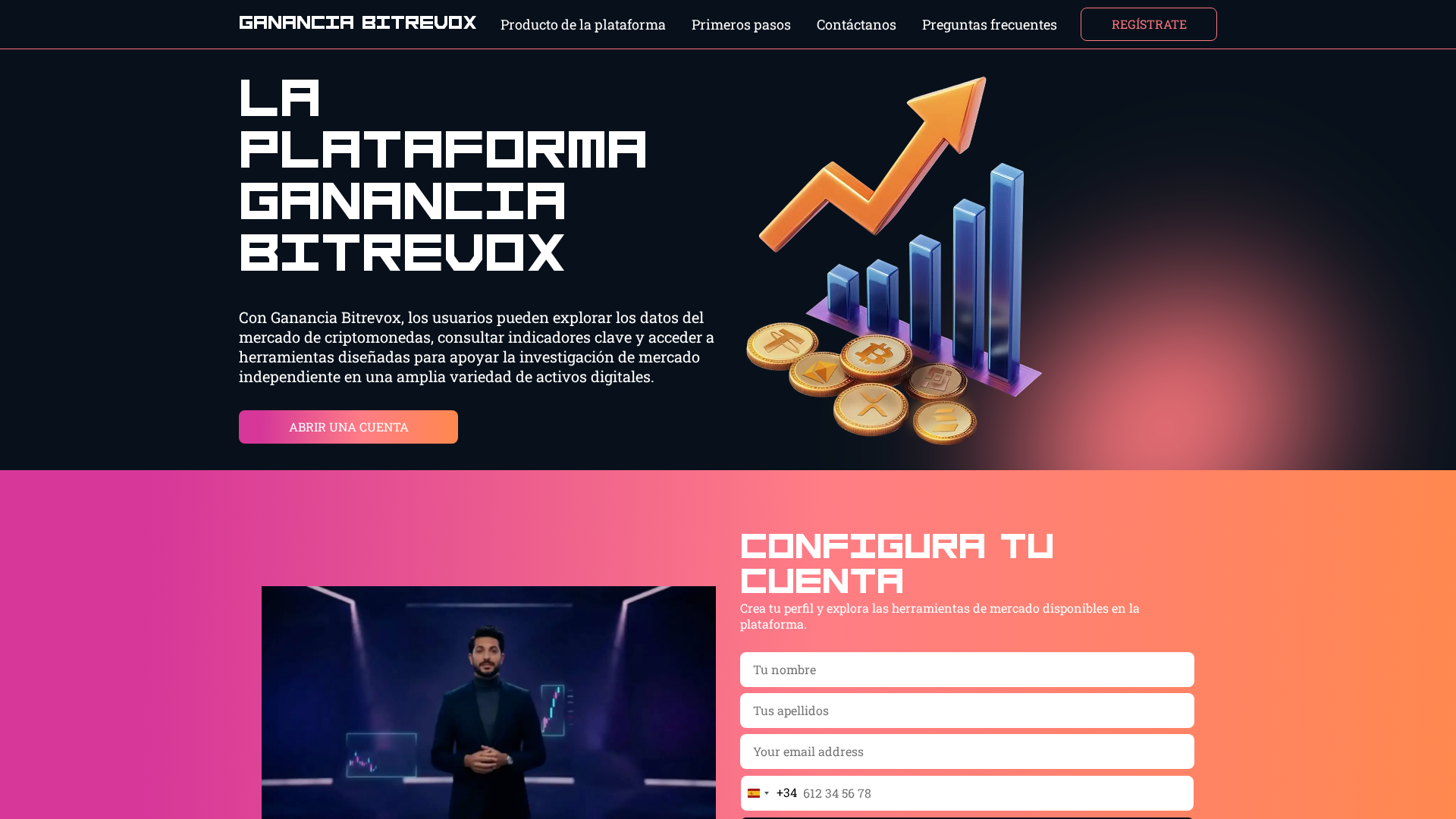 Screenshot of gananciabitrevox-ia.com