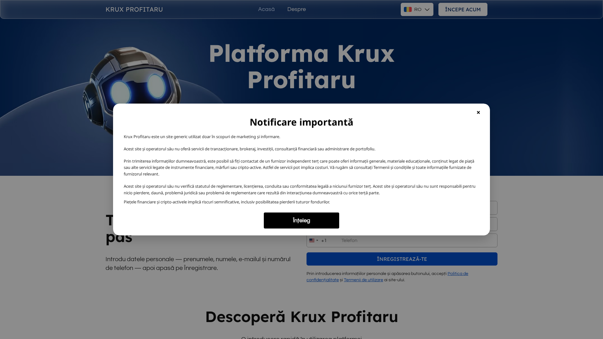 Screenshot of kruxprofitaru-ro.live