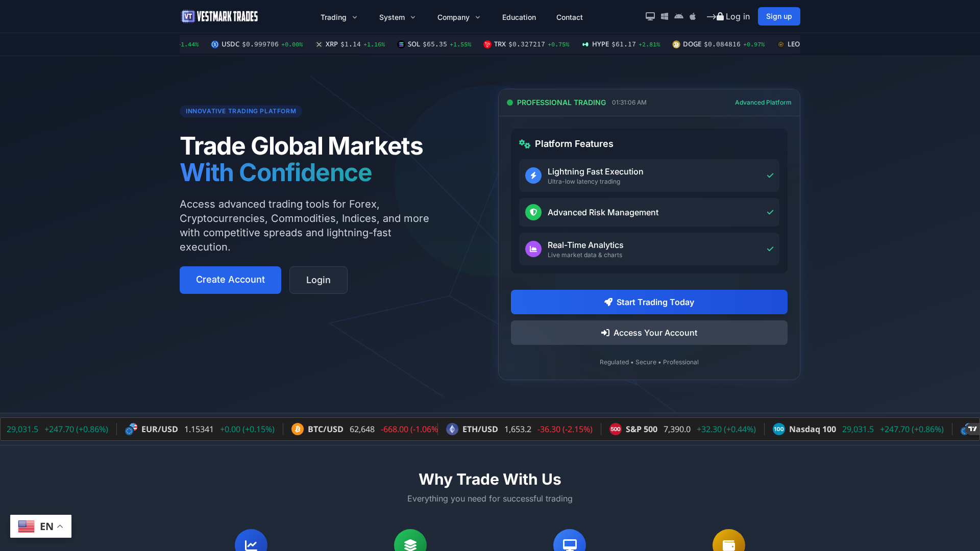 Screenshot of vestmarktrades.com