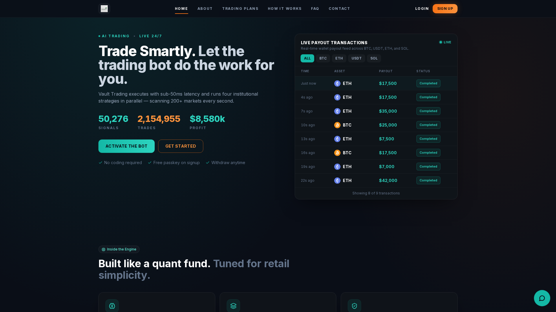 Screenshot of vaulttradingbot.com