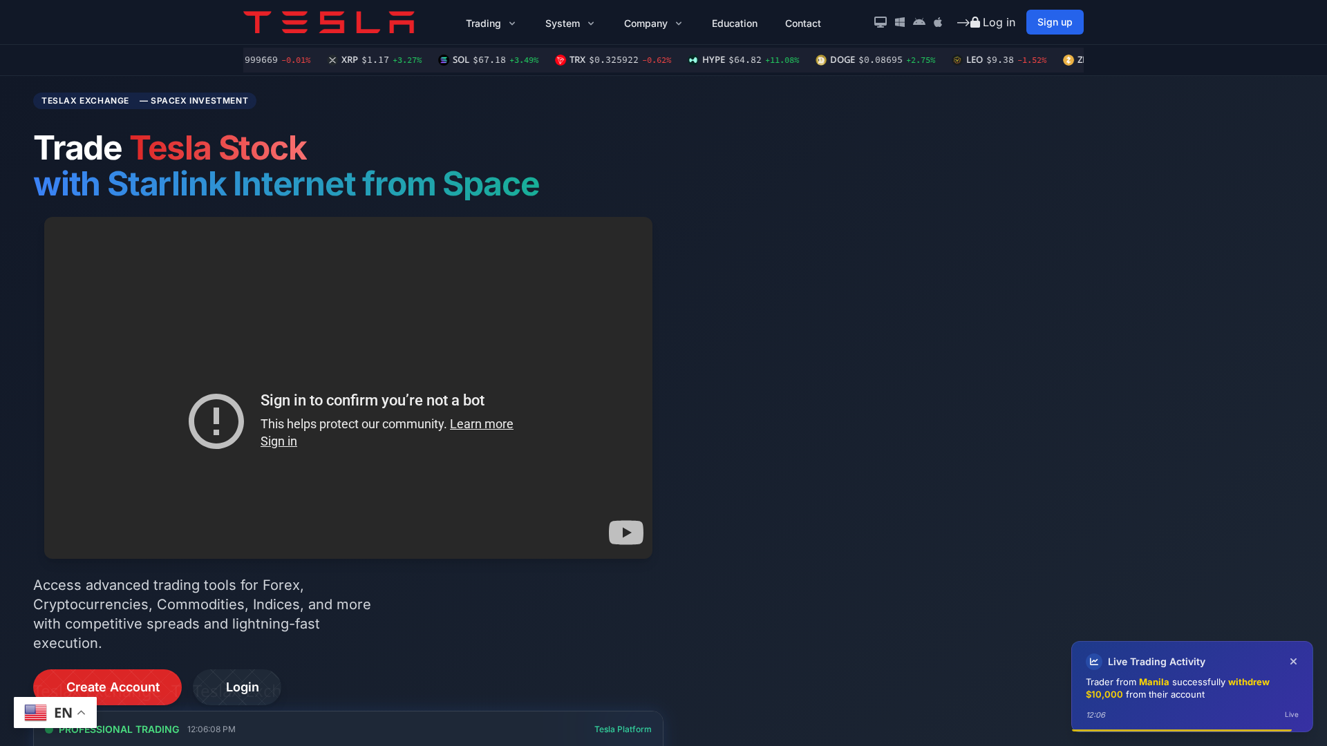 Screenshot of startexholdingsfx.com