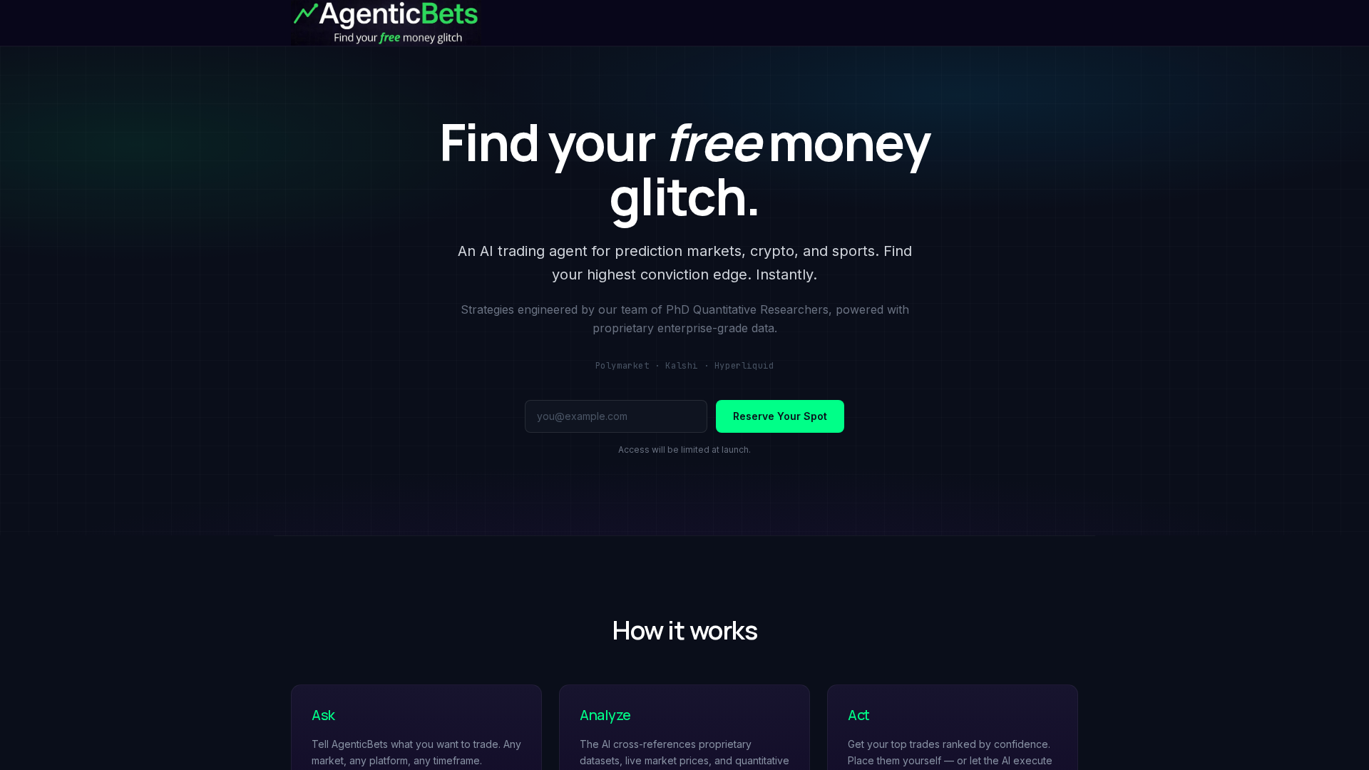 Screenshot of agenticbets.ai