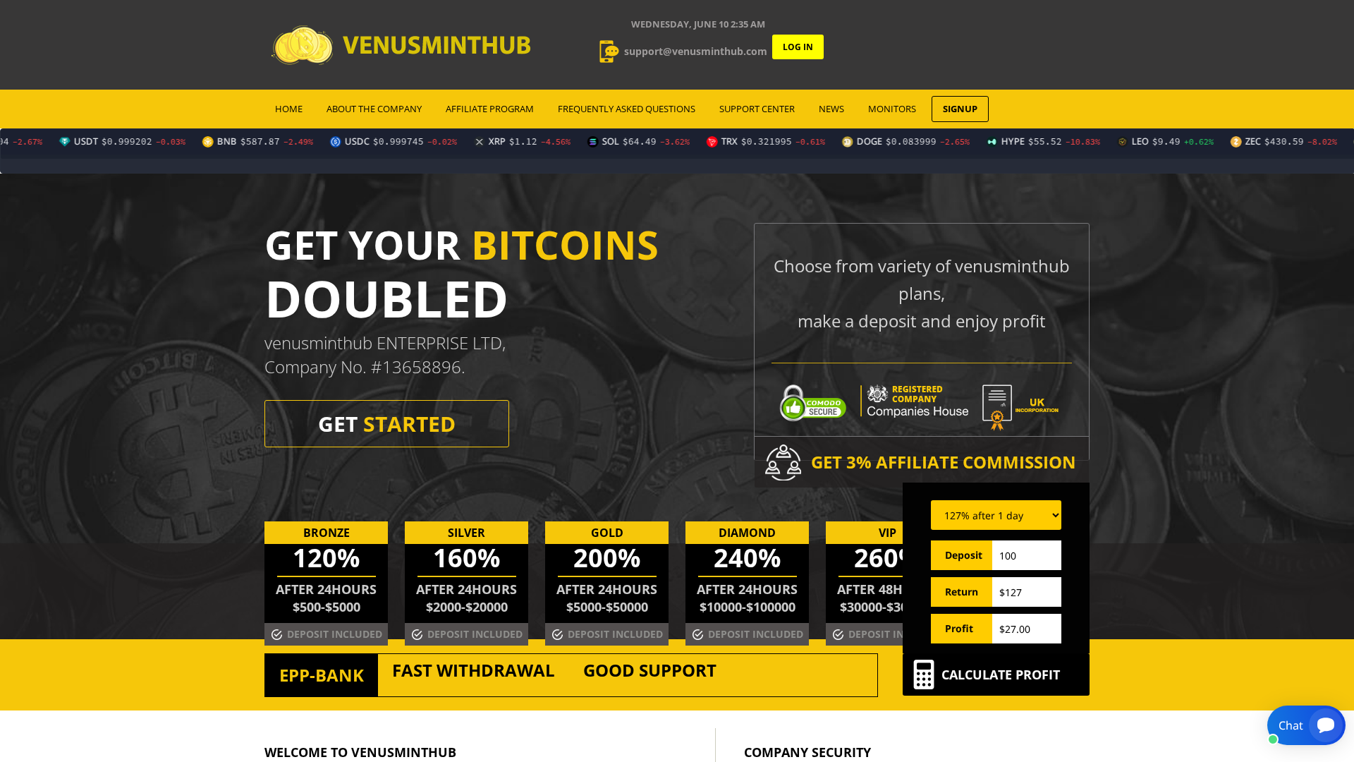 Screenshot of venusminthub.org