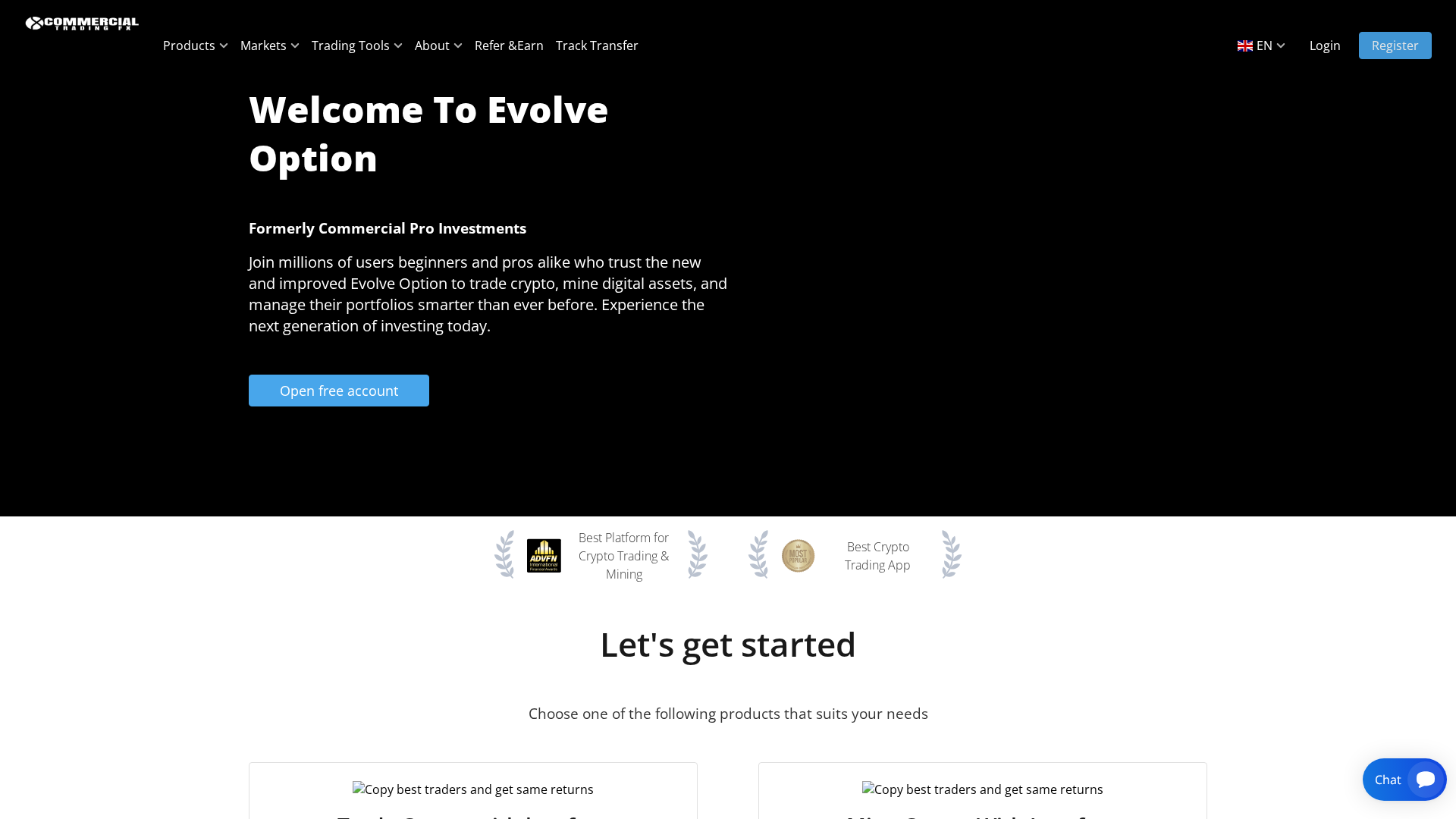 Screenshot of evolveoption.com