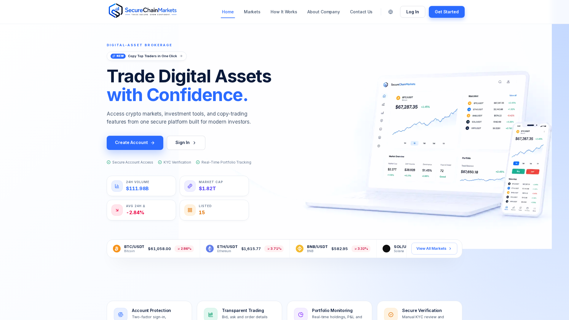 Screenshot of securechainmarkets.com