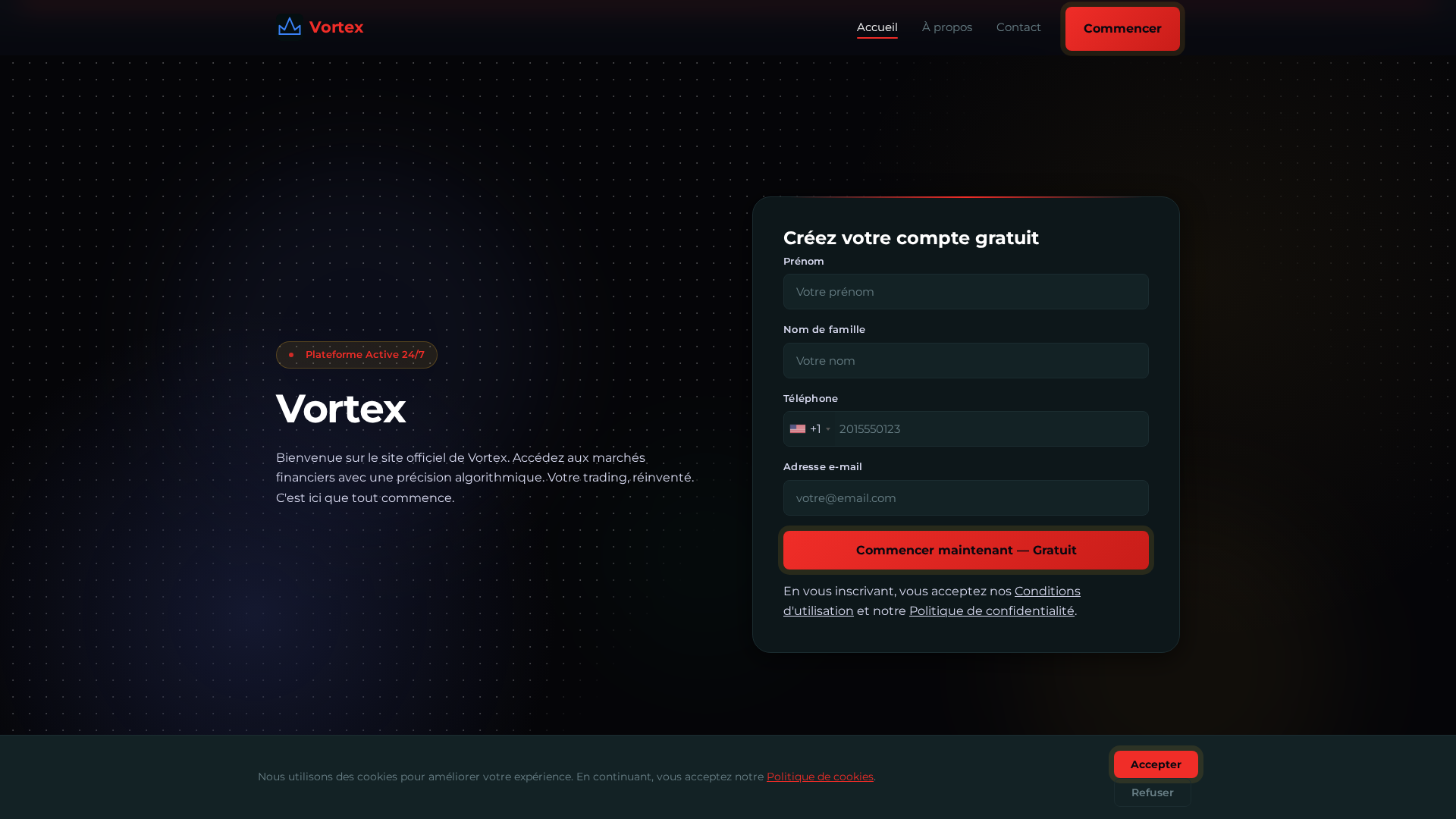 Screenshot of vortex-crypro.com