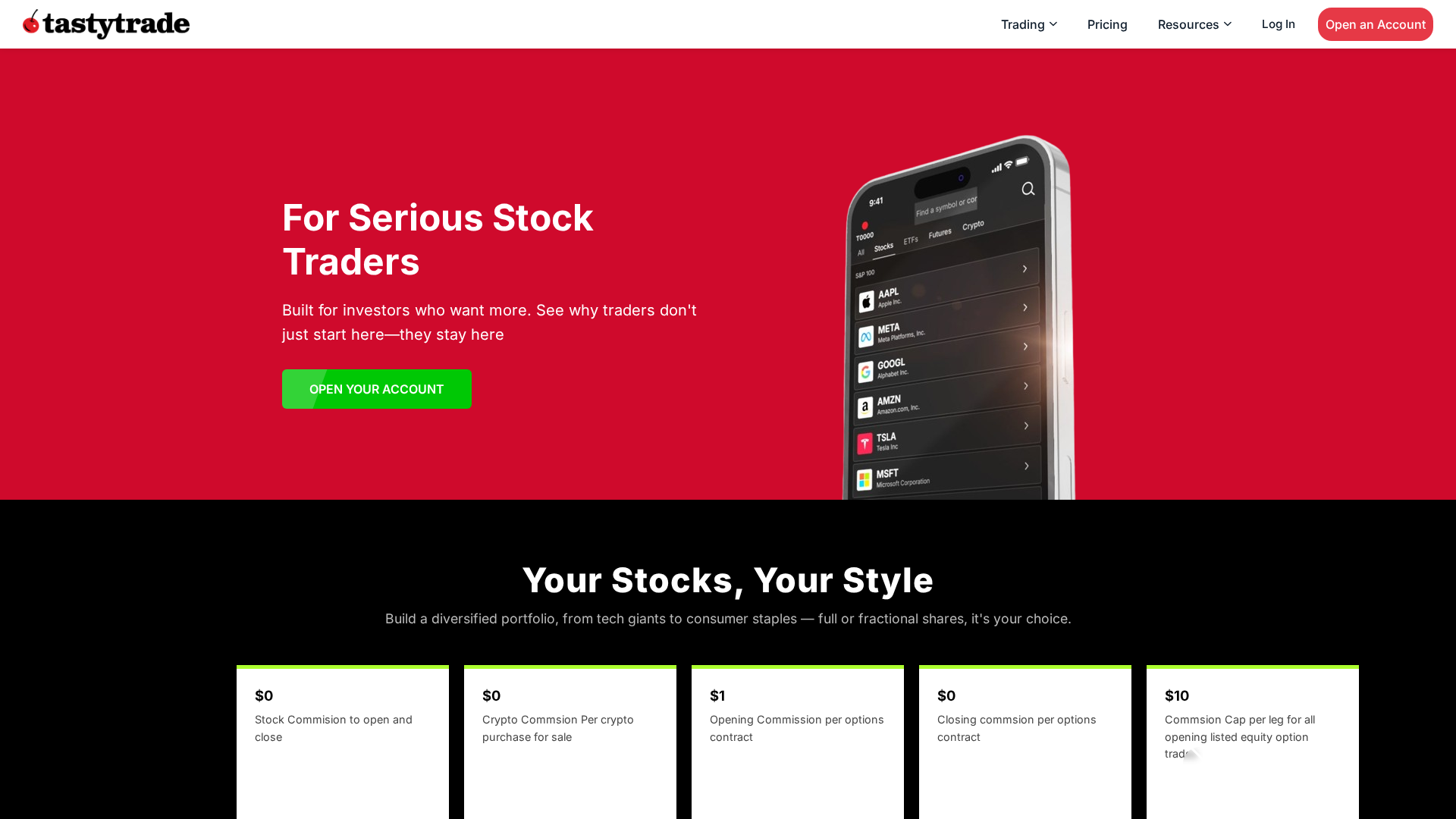 Screenshot of tastytrade.trade