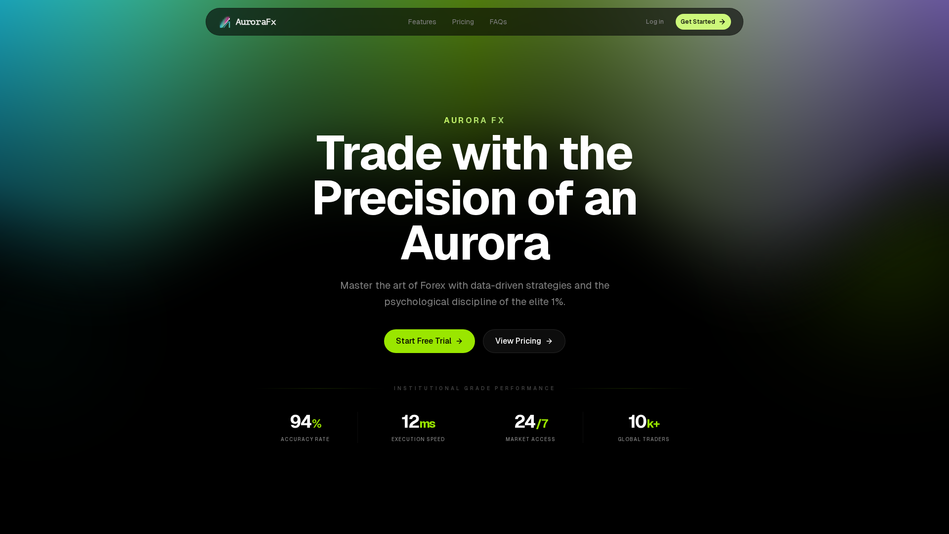 Screenshot of aurorafx.in