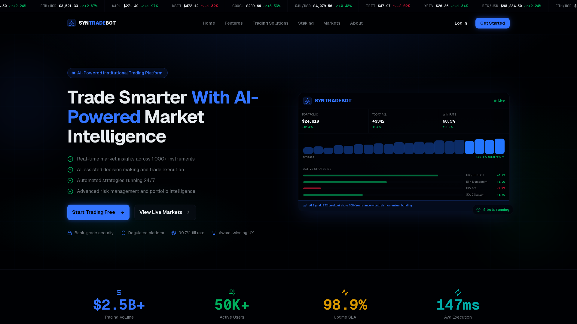 Screenshot of syntradebot.com