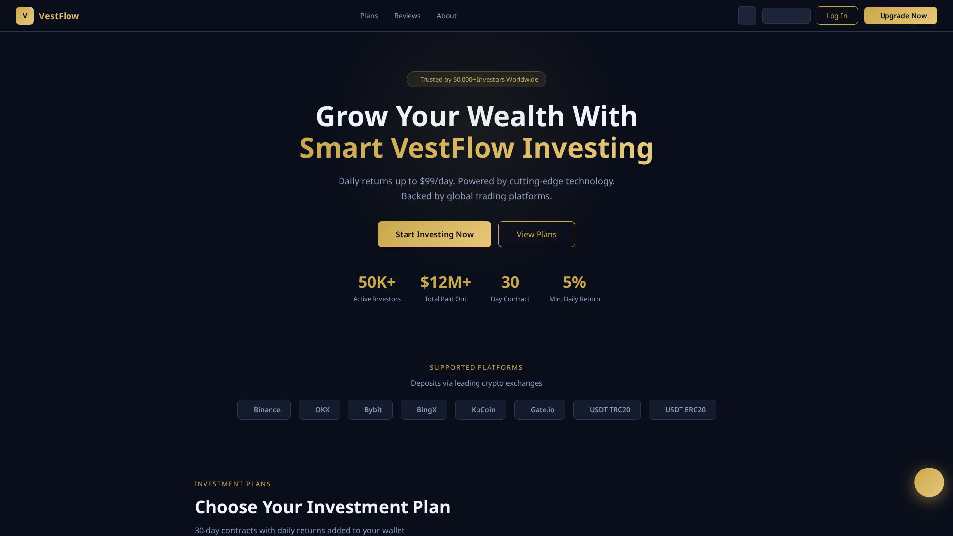 Screenshot of vestflow.me