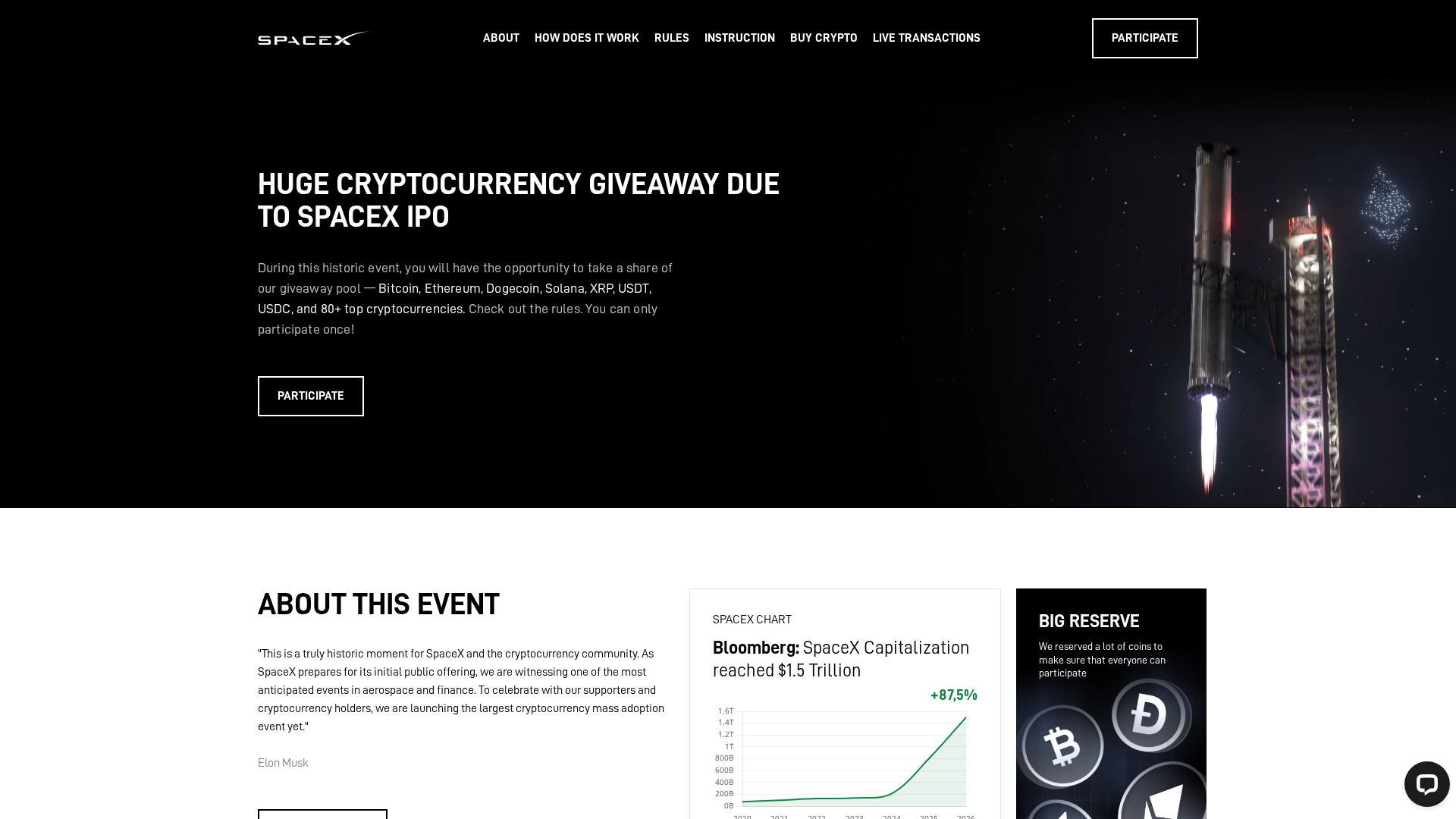 Screenshot of spacex-ipo.xyz
