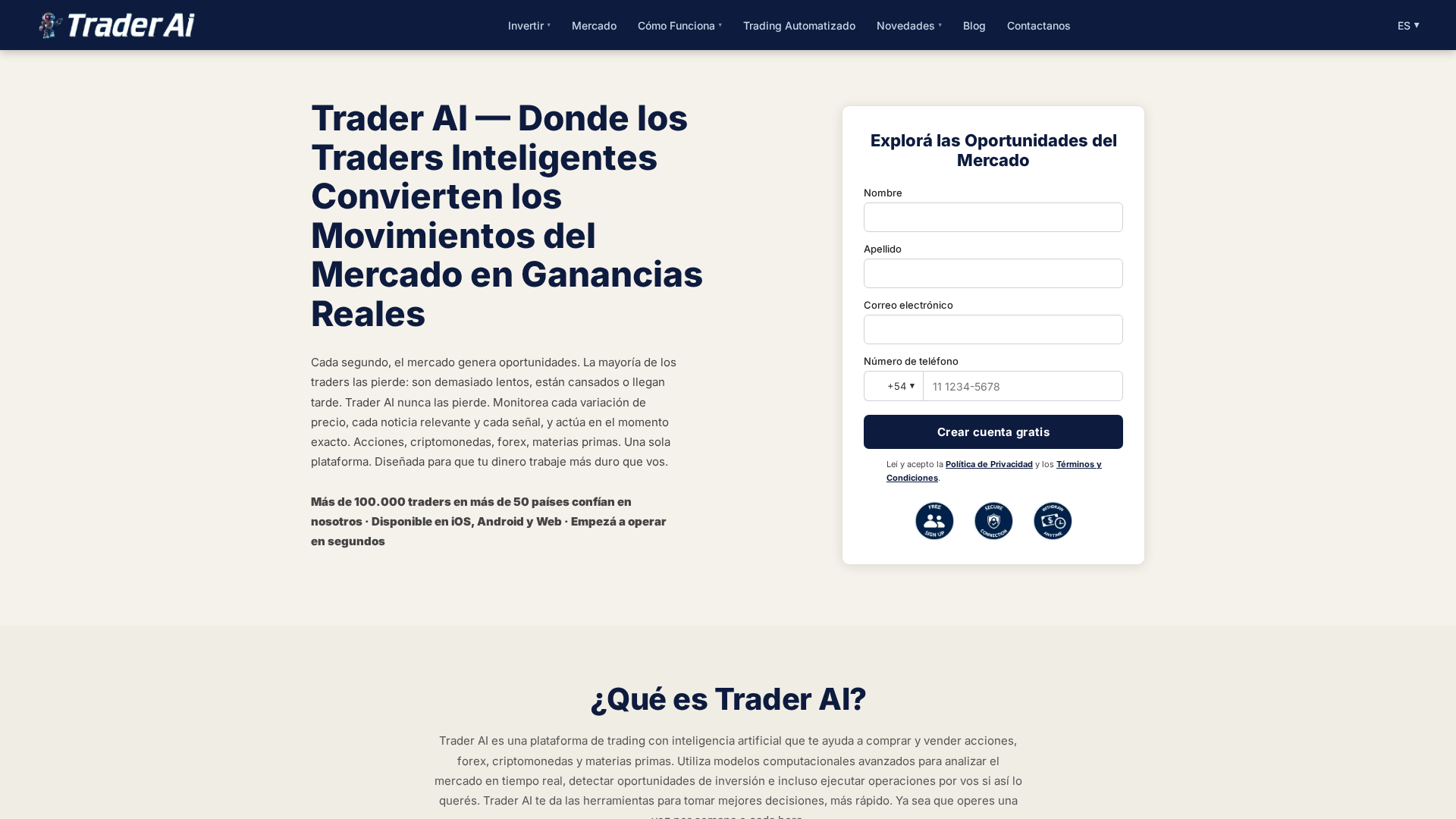 Screenshot of robtraderai.com