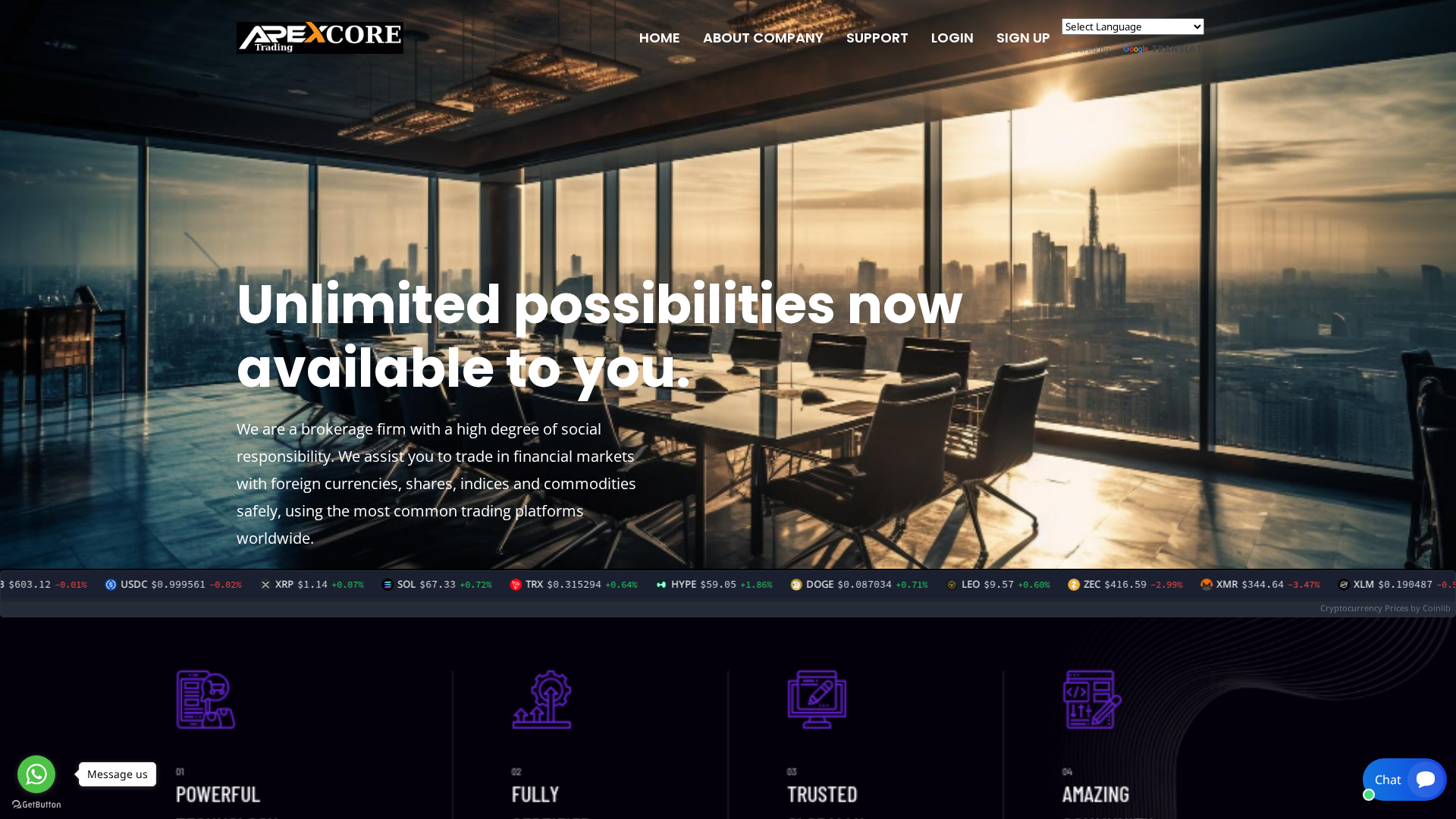 Screenshot of apexcoretrading.org