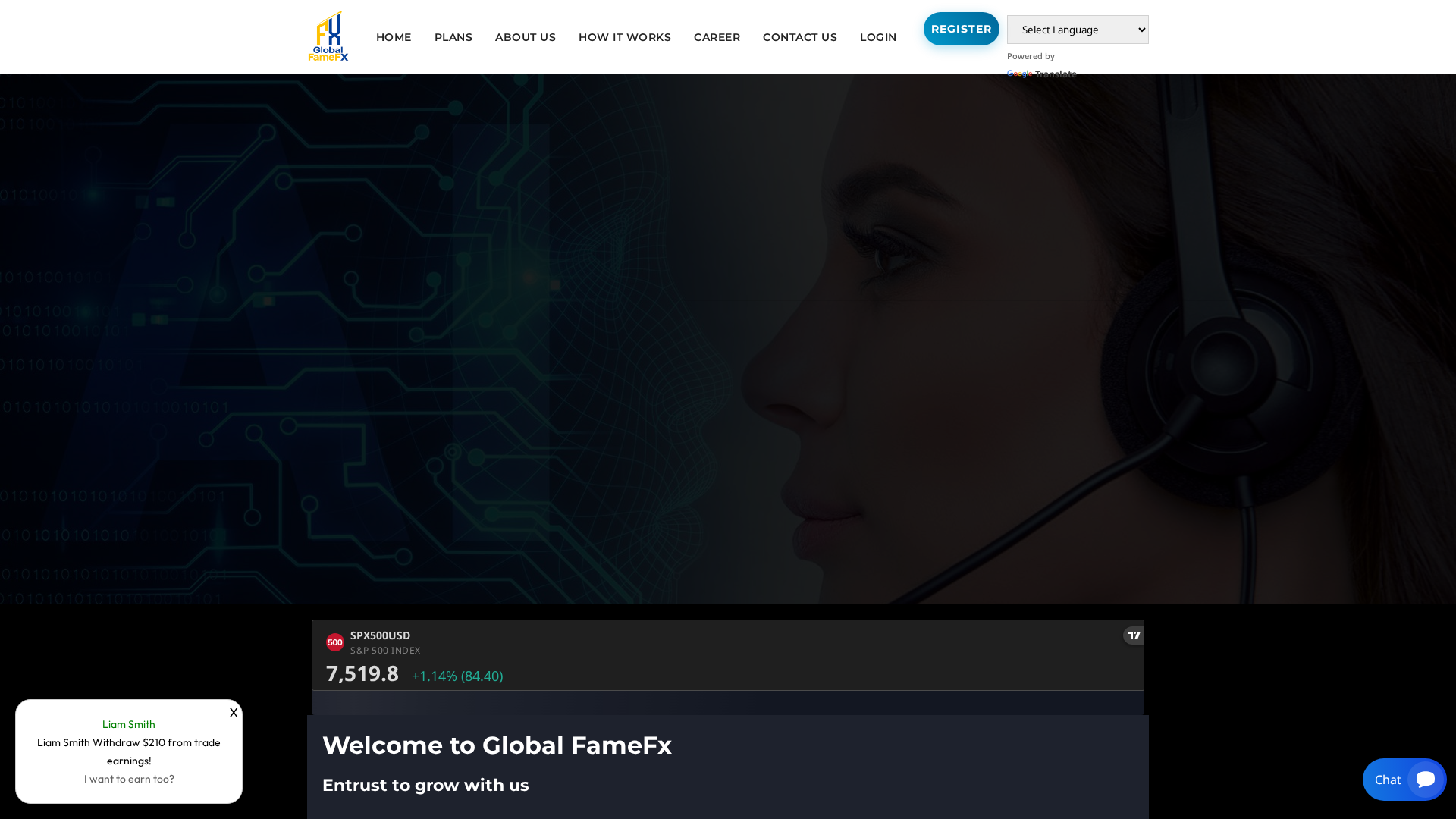 Screenshot of globalfamefx.com