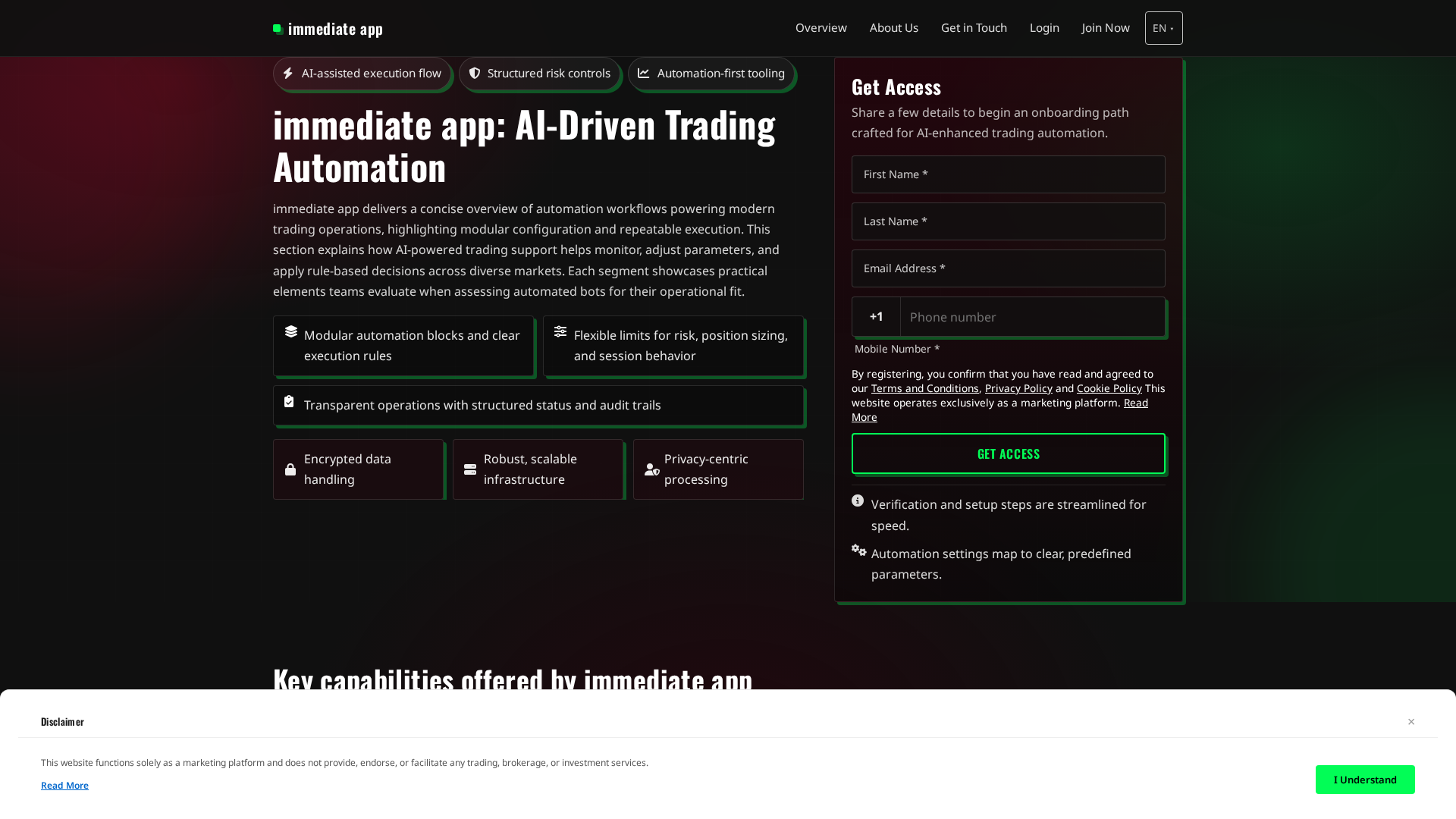 Screenshot of immediateapp.pro