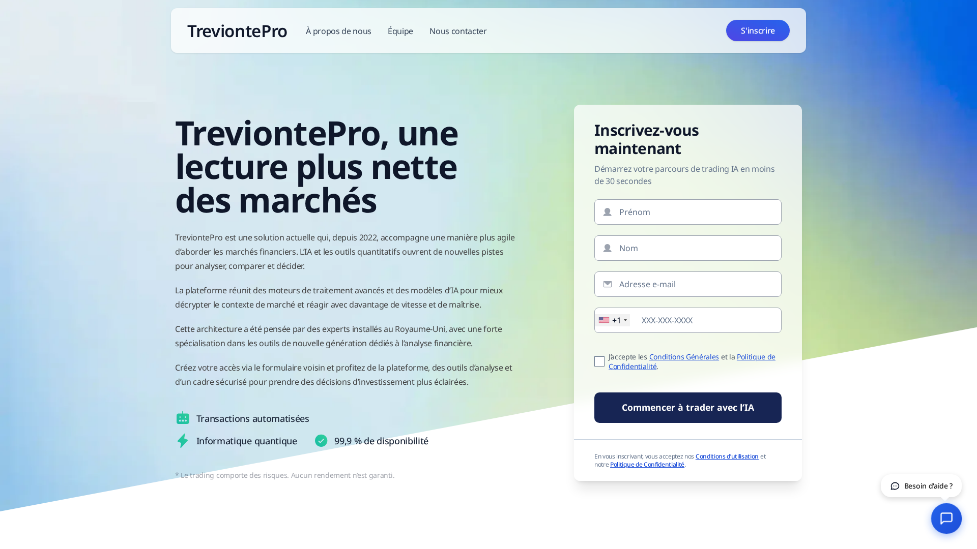 Screenshot of treviontepro-ai.com