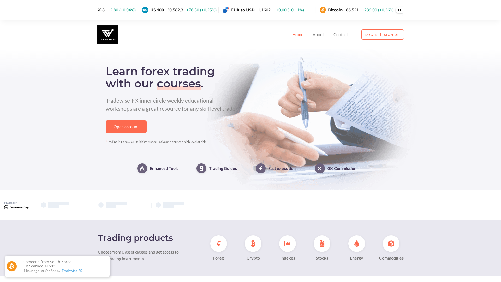 Screenshot of tradewise-fx.org