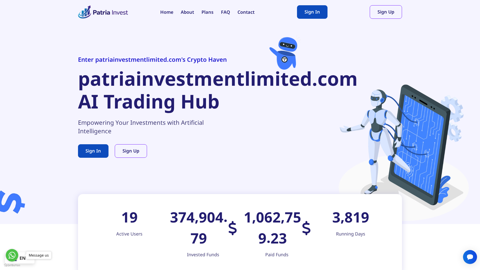 Screenshot of patriainvestmentlimited.com