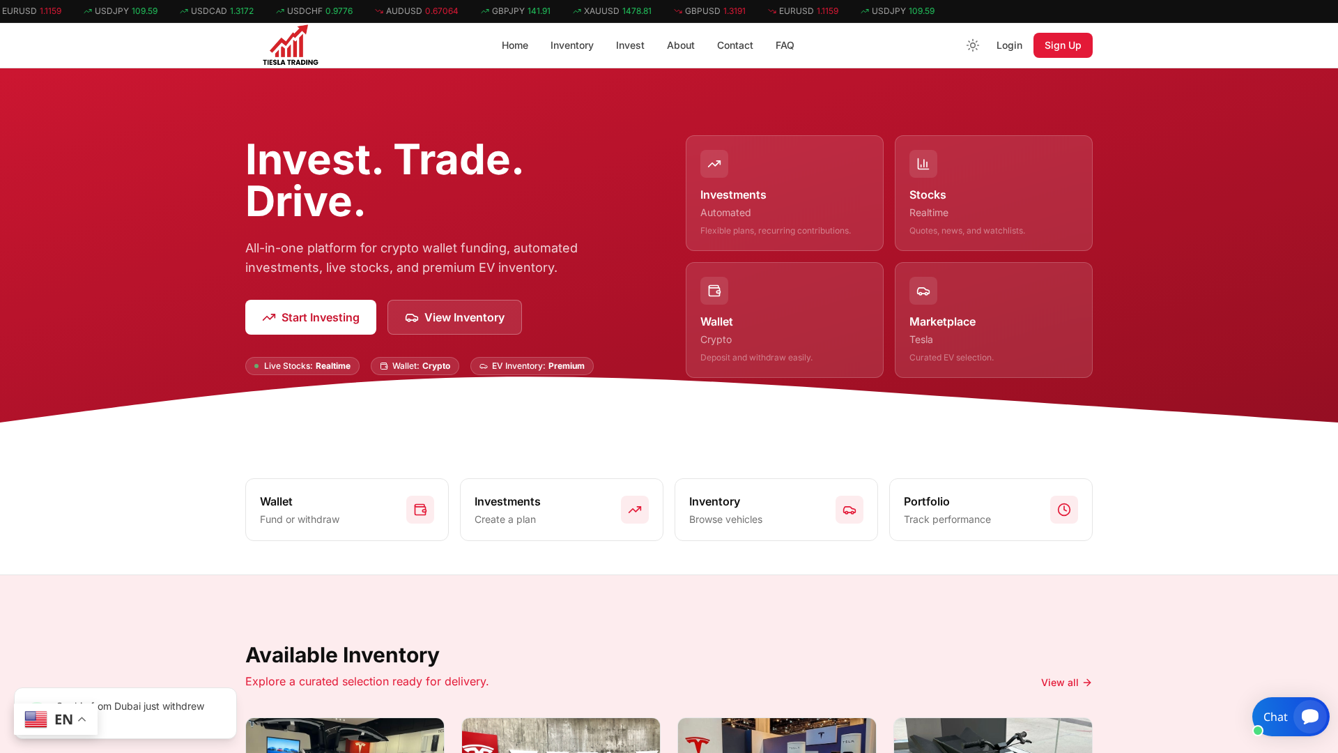 Screenshot of tieslatrading.com