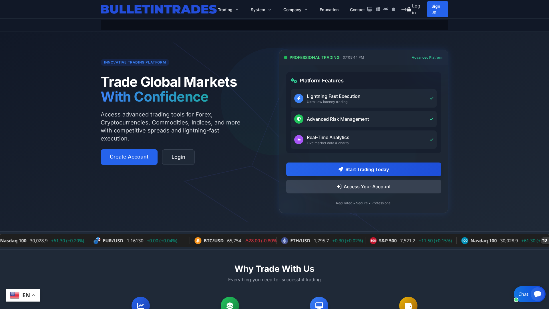 Screenshot of bulletintrades.co