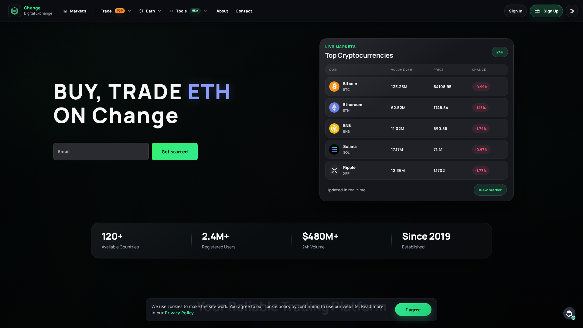 Screenshot of timechainswap.io
