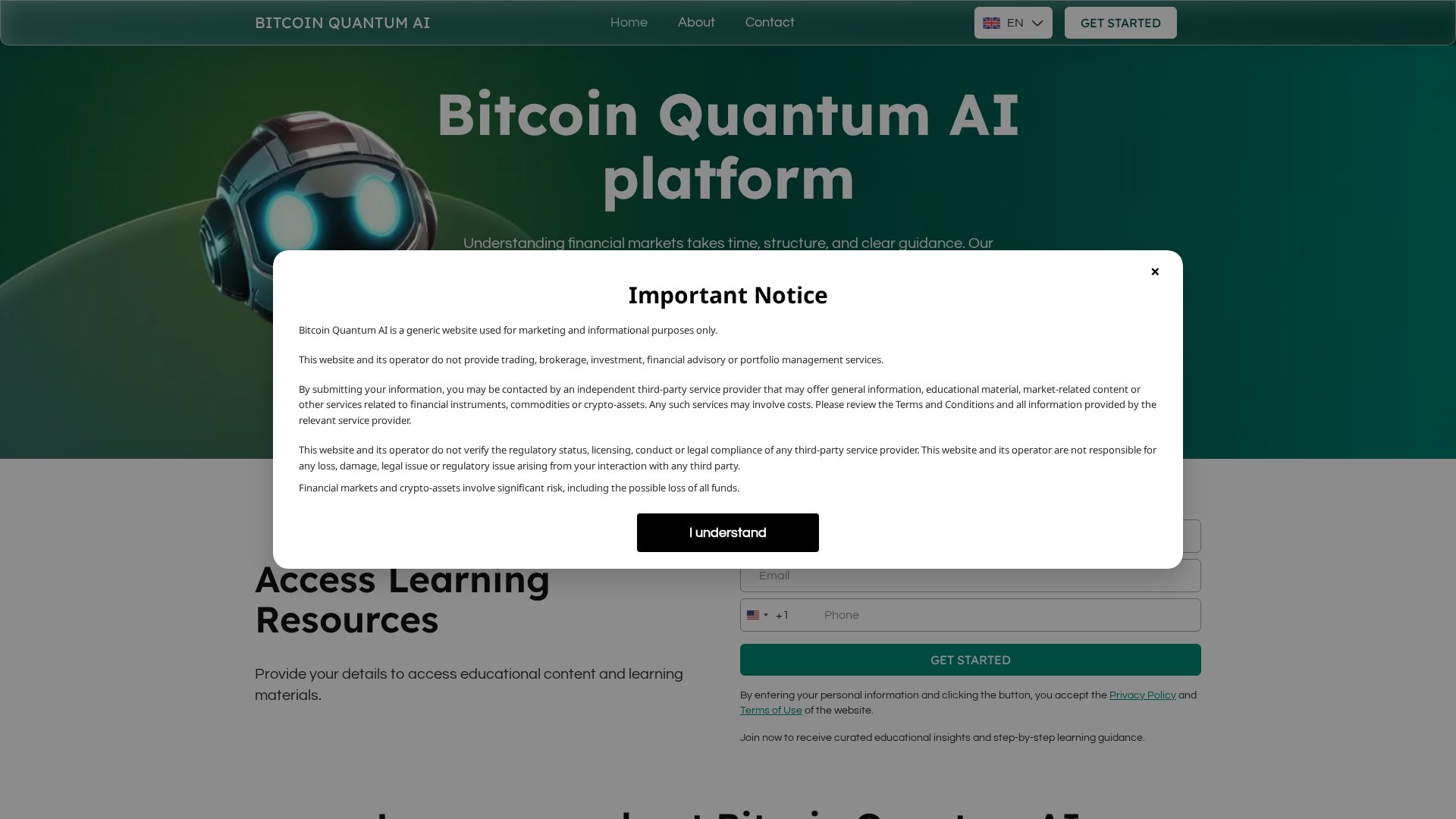 Screenshot of bitcoinquantumai.live
