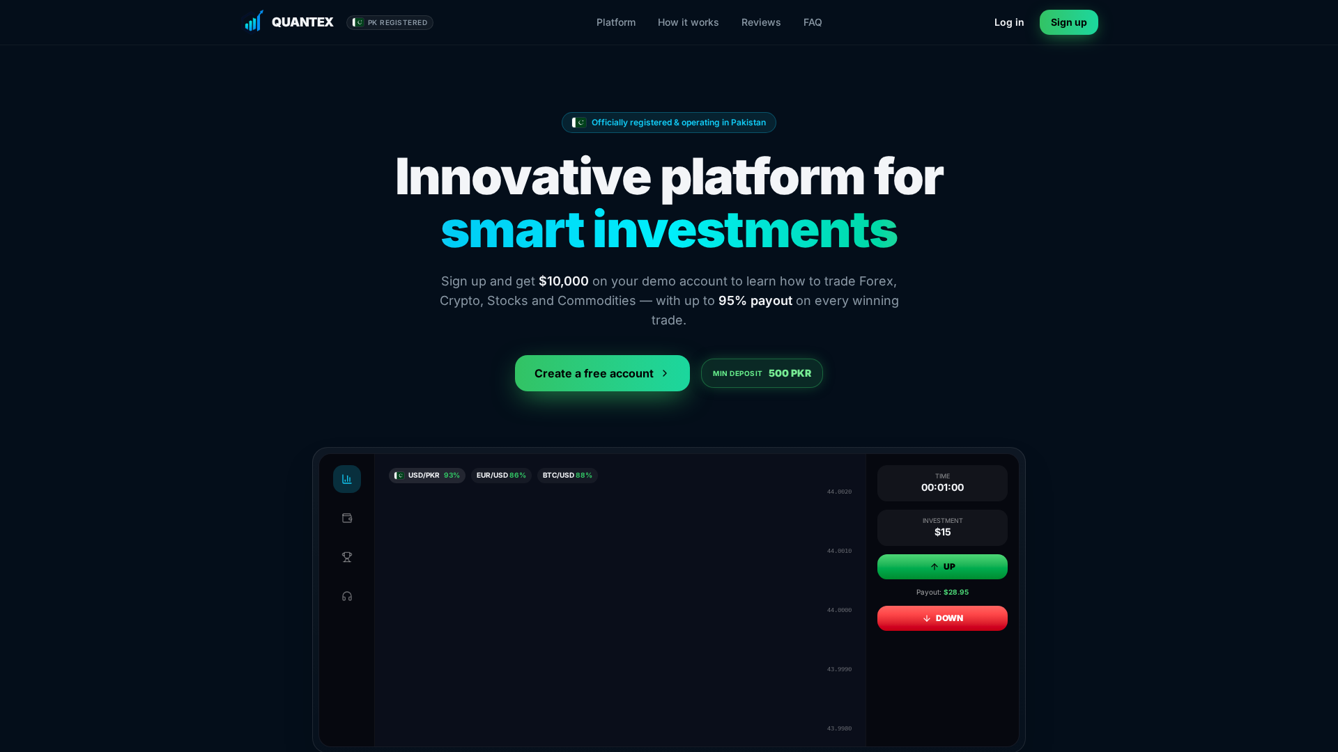 Screenshot of quantexbinary.live