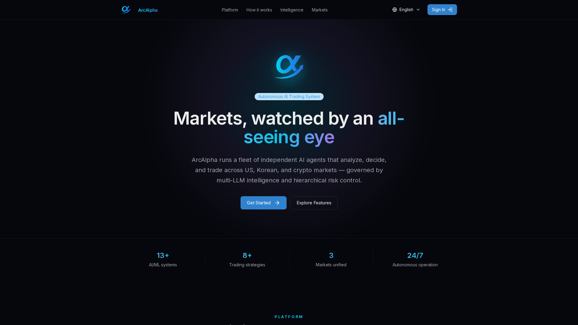 Screenshot of arcalpha.ai