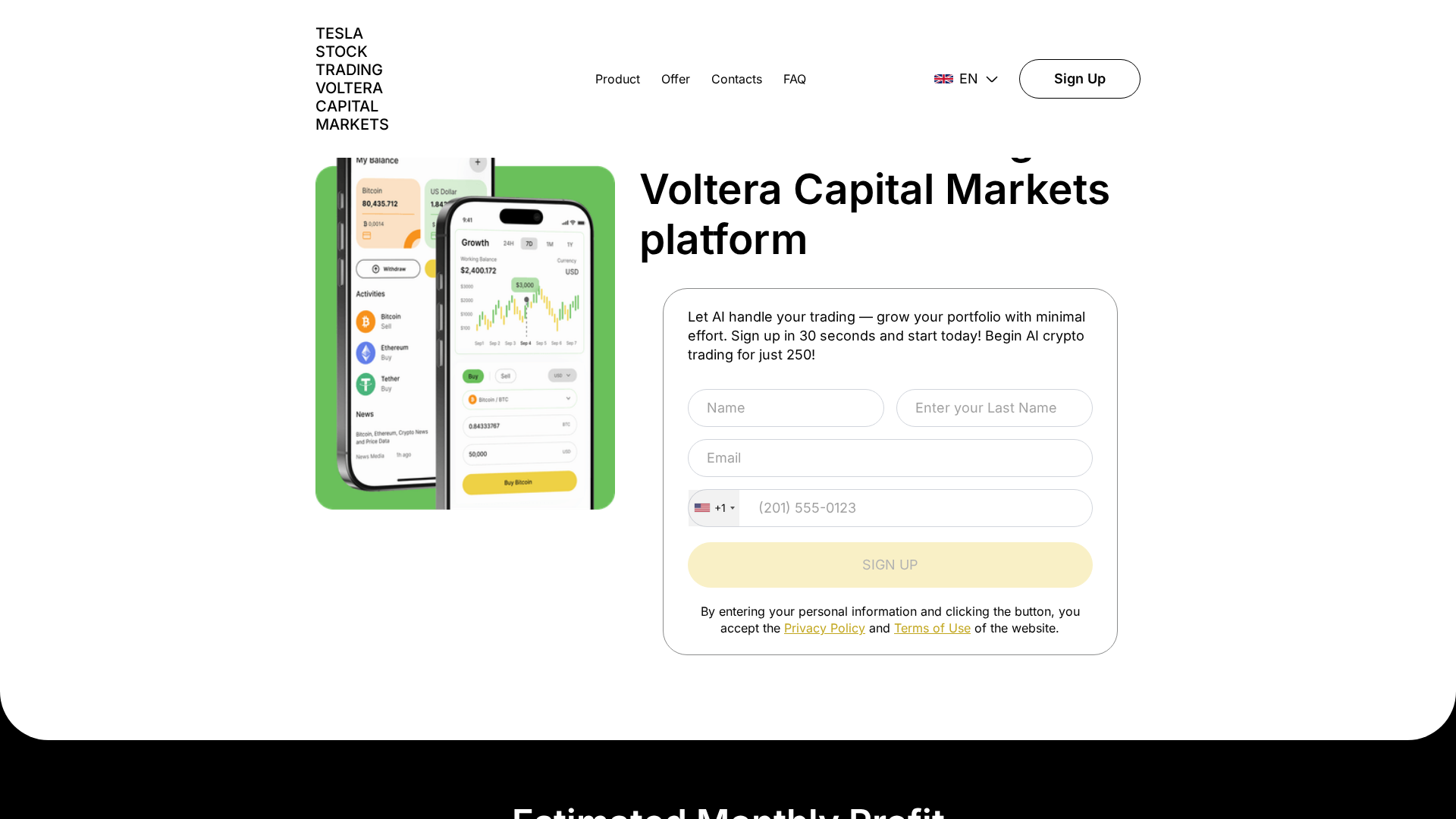 Screenshot of tesla-stock-trading-voltera-capital-markets.sbs