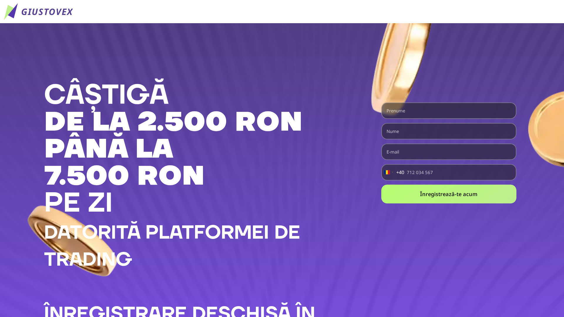 Screenshot of giustovex-platform.biz