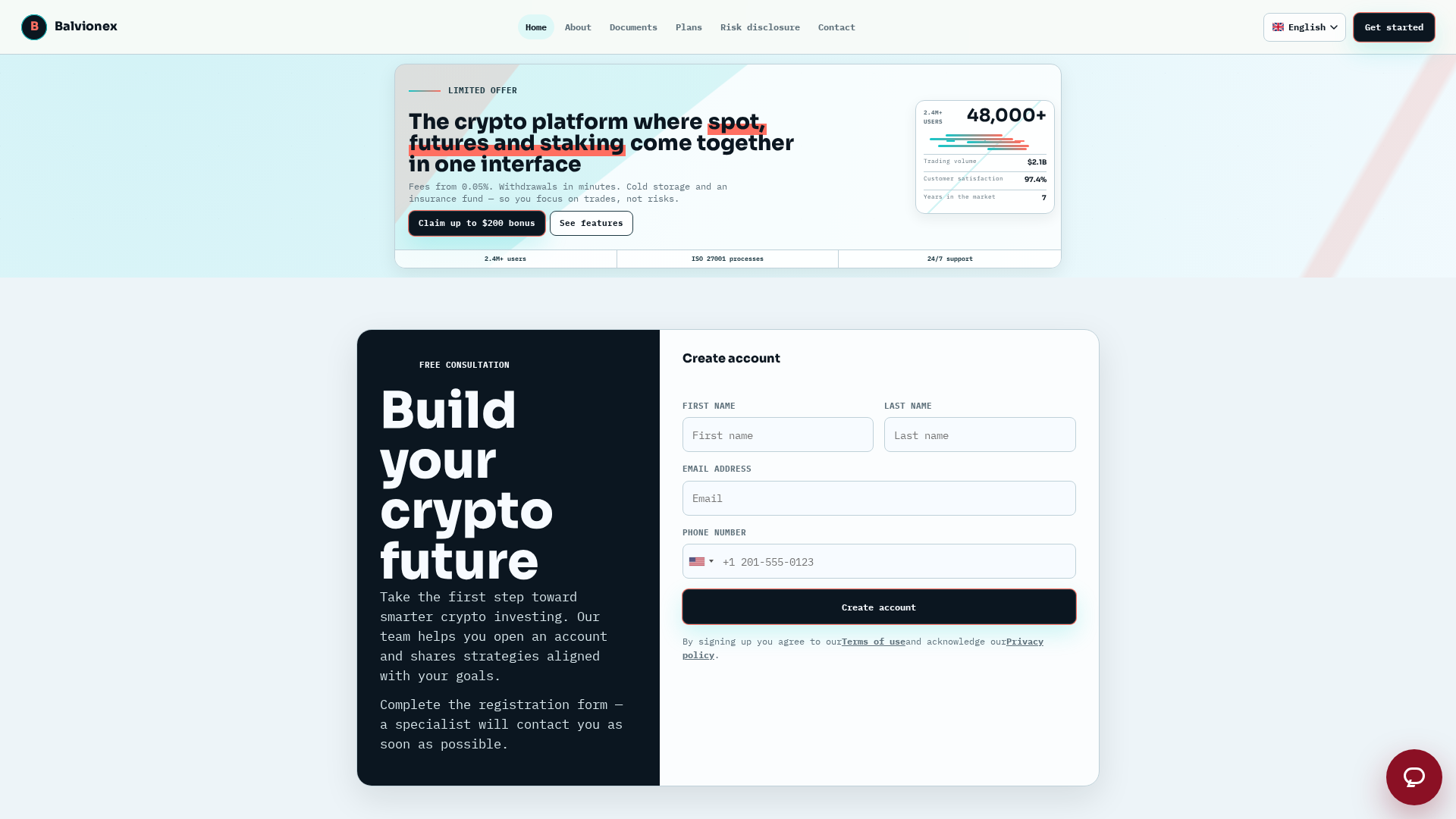Screenshot of balvionextrade.com