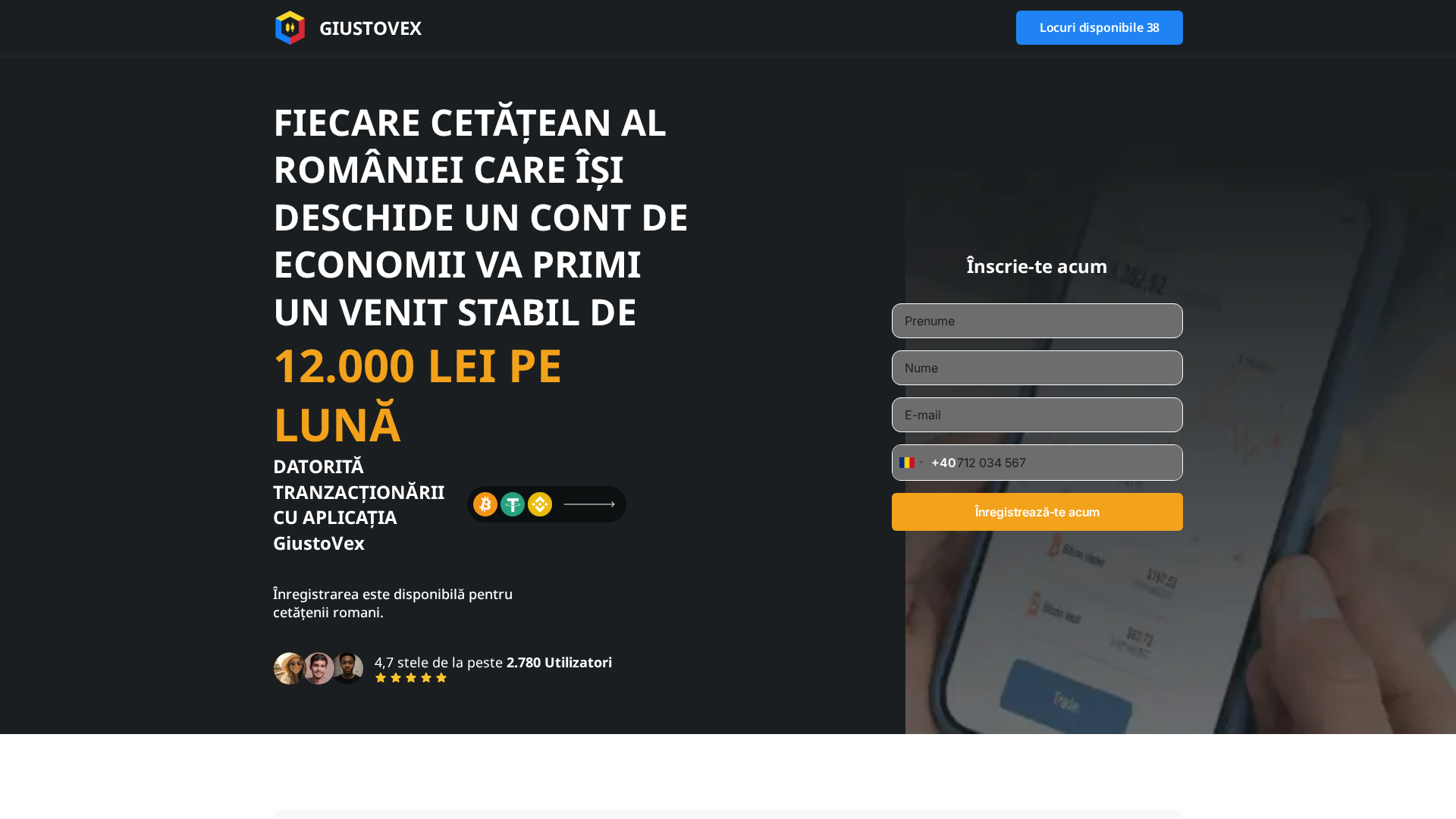Screenshot of giustovex-platform.net