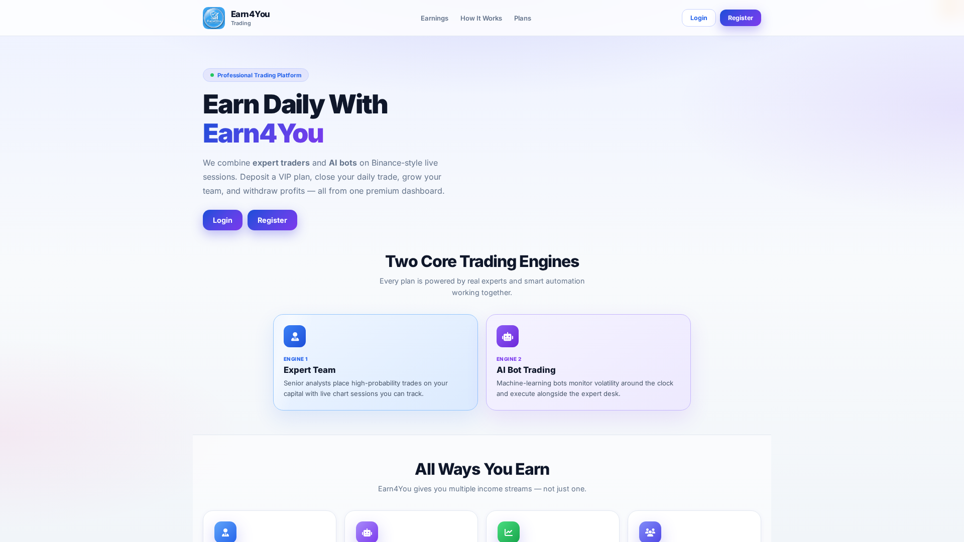 Screenshot of earn4you.trade