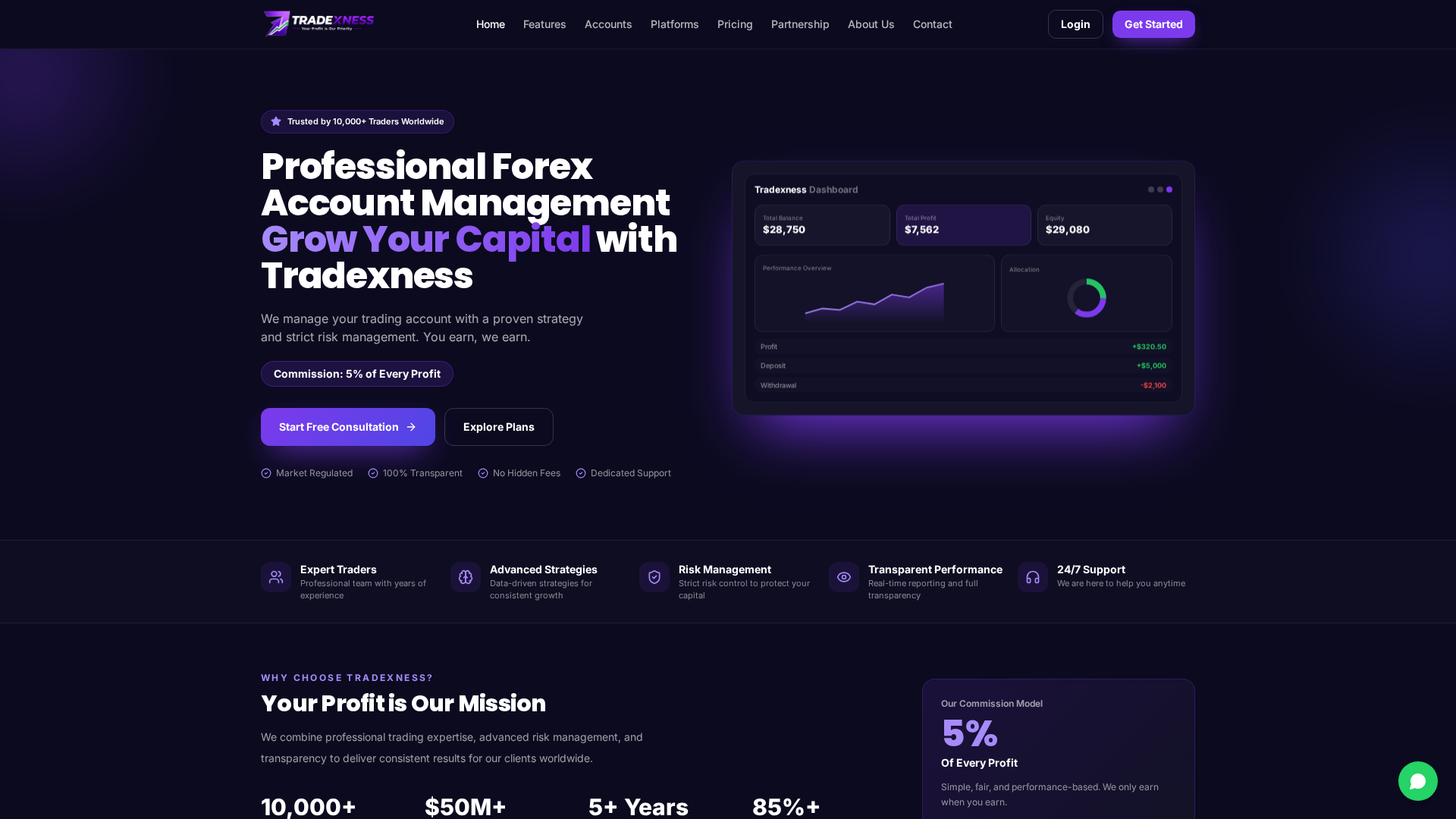 Screenshot of tradexness.com